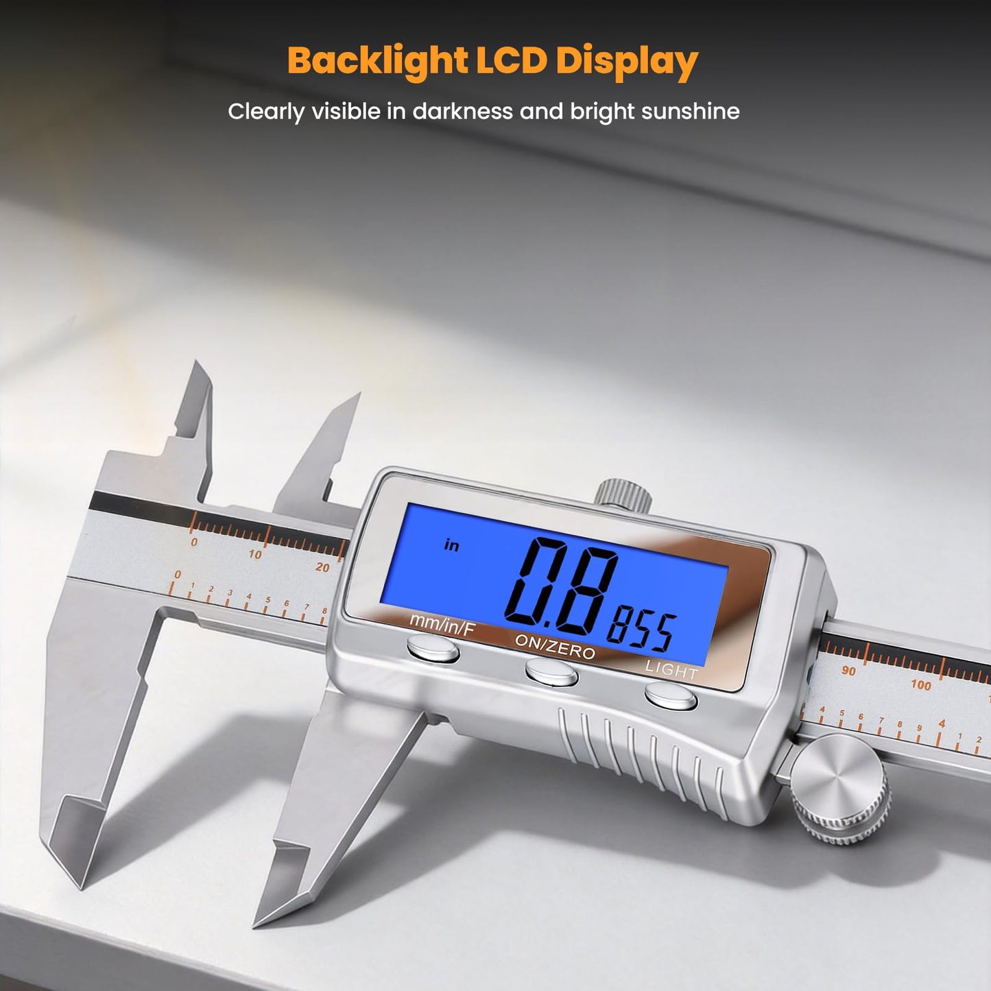 HARDELL Digital Caliper, Rechargeable Caliper Measuring Tool with Backlight LCD Screen, All Metal Calipers, Auto-Off Digital Micrometer, Inch/MM/Fraction for Household/3D-Printing-Rechargeable 6 Inch