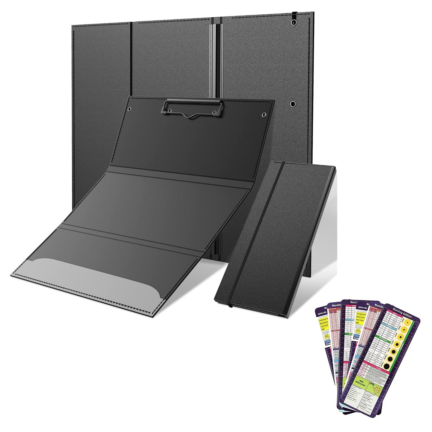 Nursing Clipboard Foldable-3 Layers Folding Nursing Clipboard with Nursing Edition Cheat Sheets, Trifold Nursing Clipboard for Nurses Doctors,Medical Clipboard Pocket Size,Nurse Clip Boards