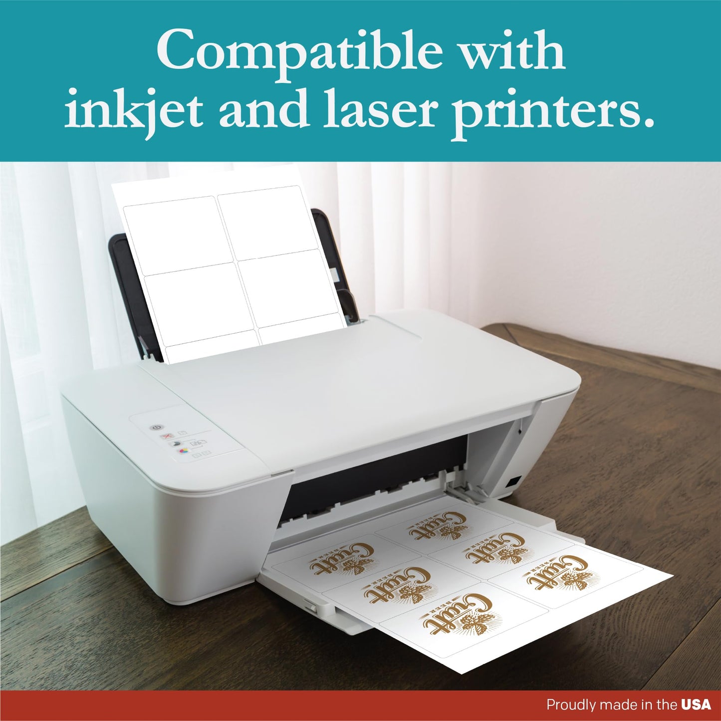 Premium Label Supply White Sticker Labels – 4" x 3" – Laser/Inkjet Compatible – (6 per Sheet), 25 Sheets – 150 Total Adhesive Labels