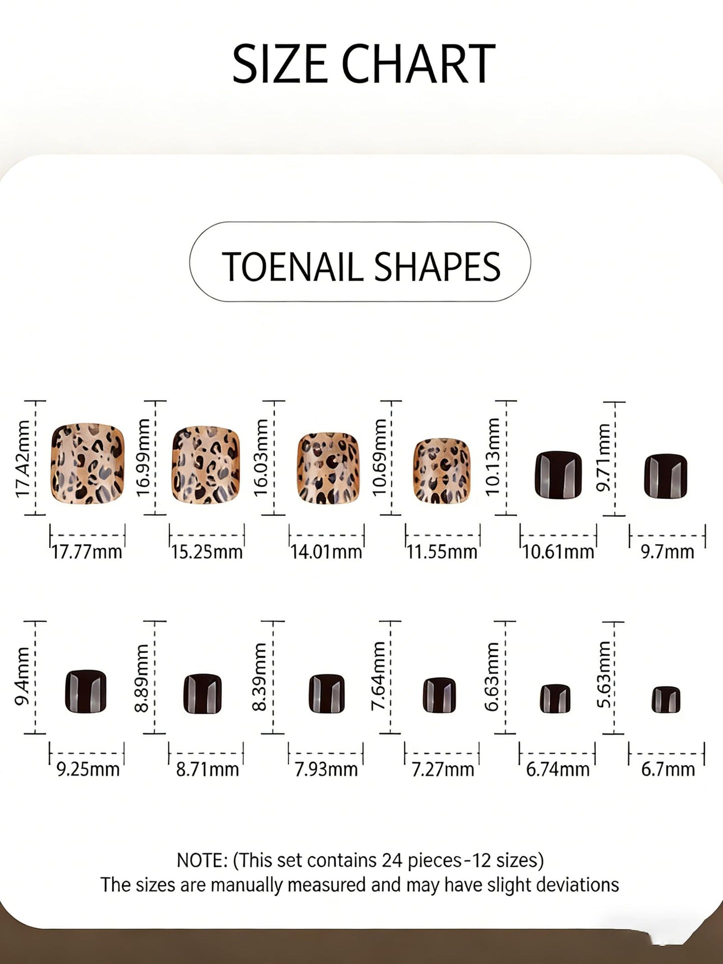 RUOKEXIN Toe Nail Press ons, Short Press on Toenails Cat Eye Fake Toenails with Leopard Print Designs Square False Toenail Sparkly Artificial Nails for Women 24Pcs