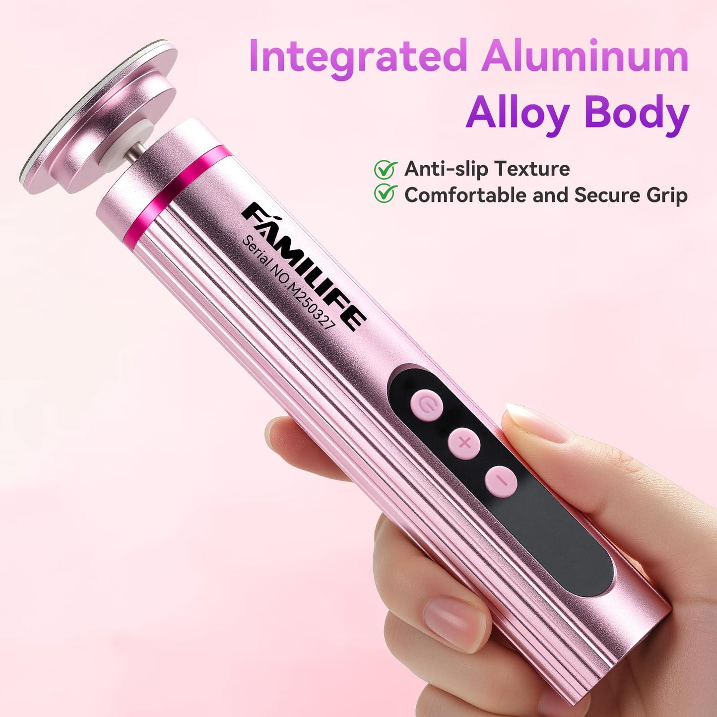 FAMILIFE Electric Foot File Callus Remover – Rechargeable Pedicure Tool with Display Screen, Replaceable Sandpaper Discs, Forward & Reverse Rotation, for Men and Women