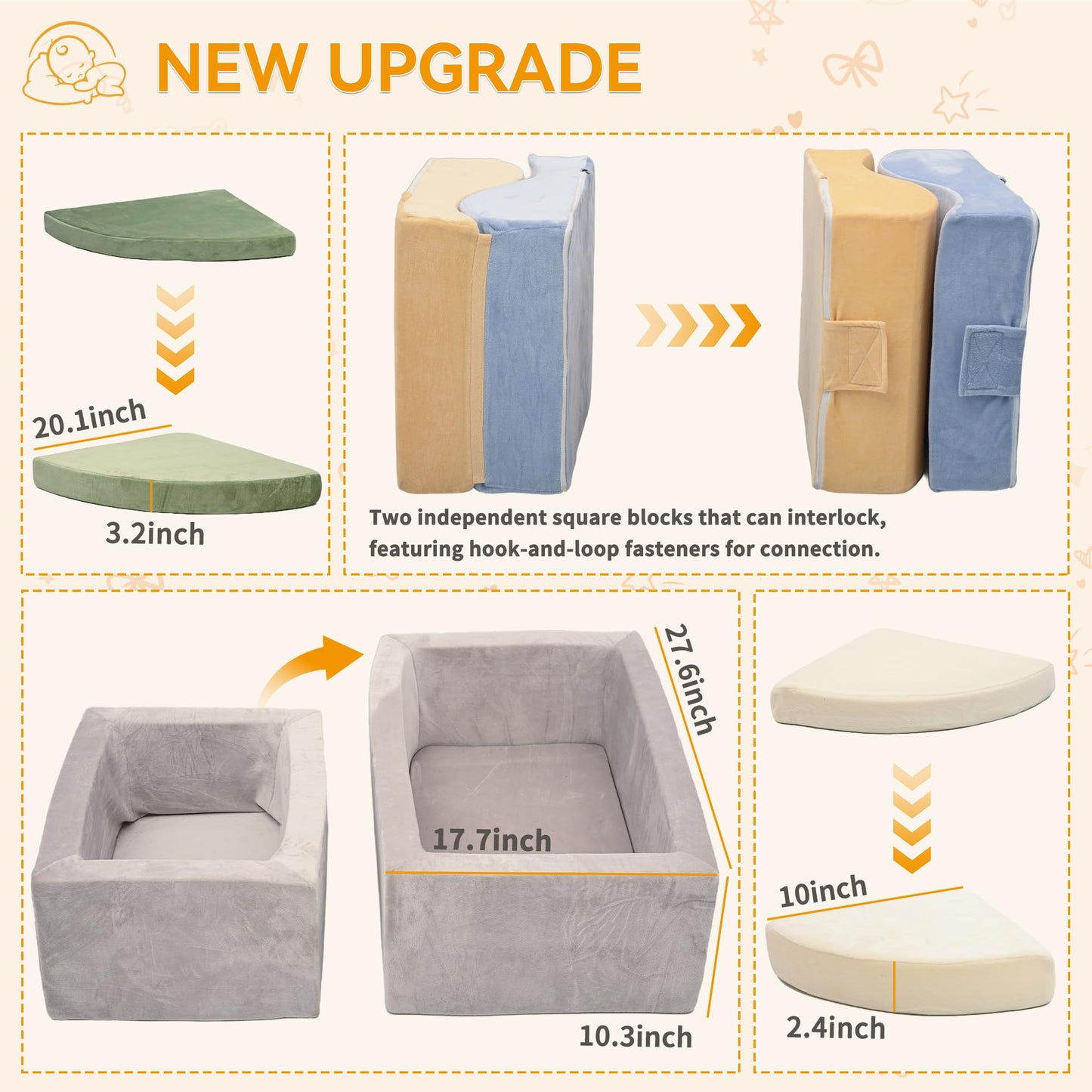 ANGELBECKE Foam Climbing Blocks with Ball Pit for Toddler, 9-Piece Soft Toddlers Climbing Toy Indoor for Kids Crawling, Soft Play Set Playground