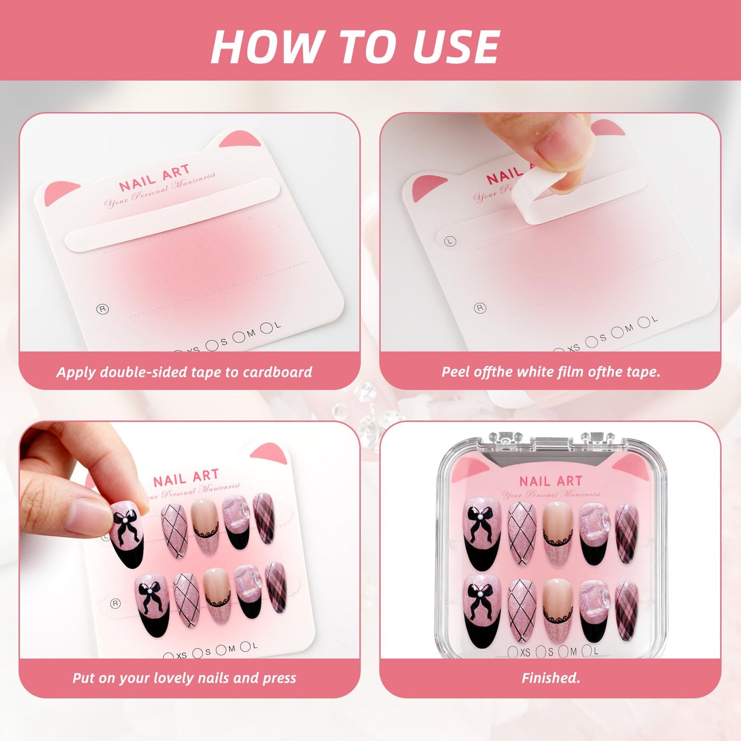 Sopoloray 30 Set Press On Nail Display Box with Adhesive Tape and Card,Acrylic Nail Organizer Storage Case for Artificial Nail Packaging,Nail Salon Display Commercial Use