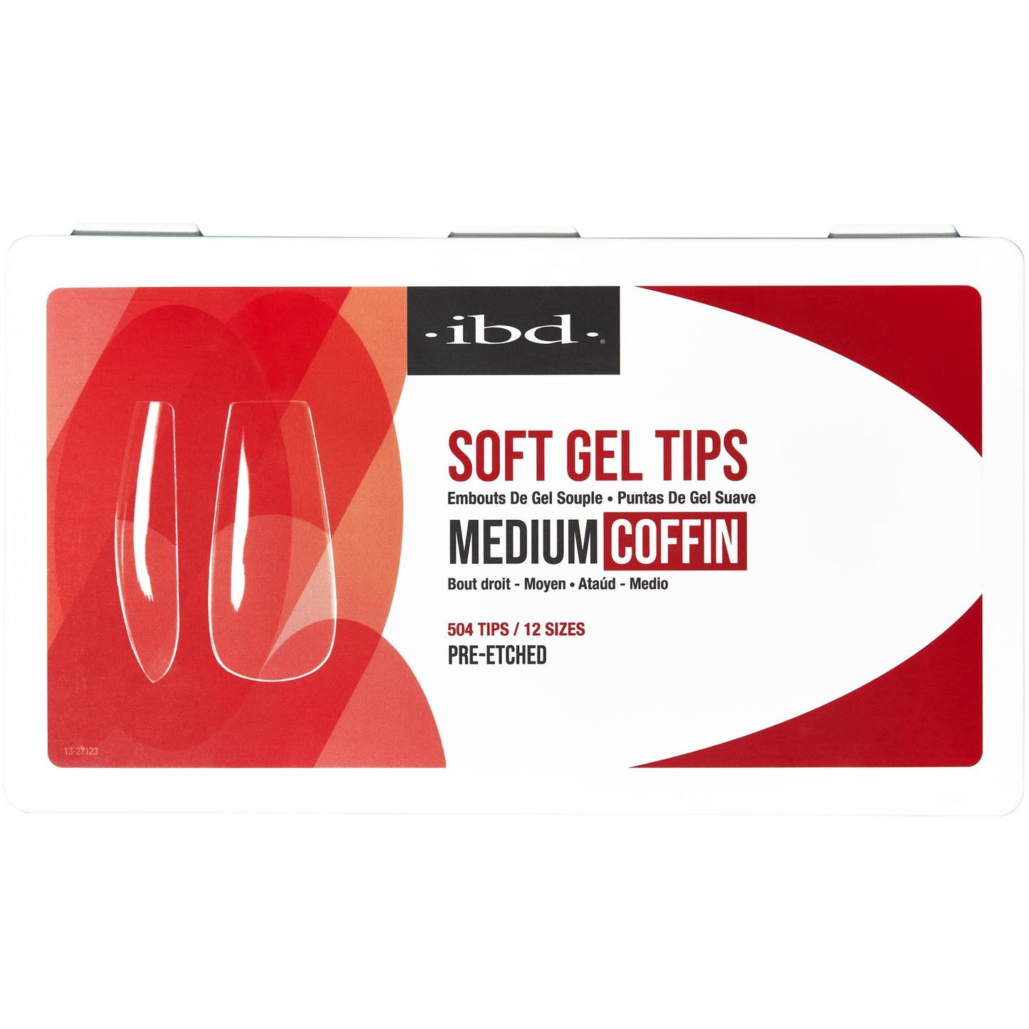 IBD Clear Soft Gel Nail Tips - Medium Coffin Shape, Pre-Etched Fake Nail Extensions for Durable and Easy Application, Acrylic Press On Nails, 504 Tips, 1-Pack