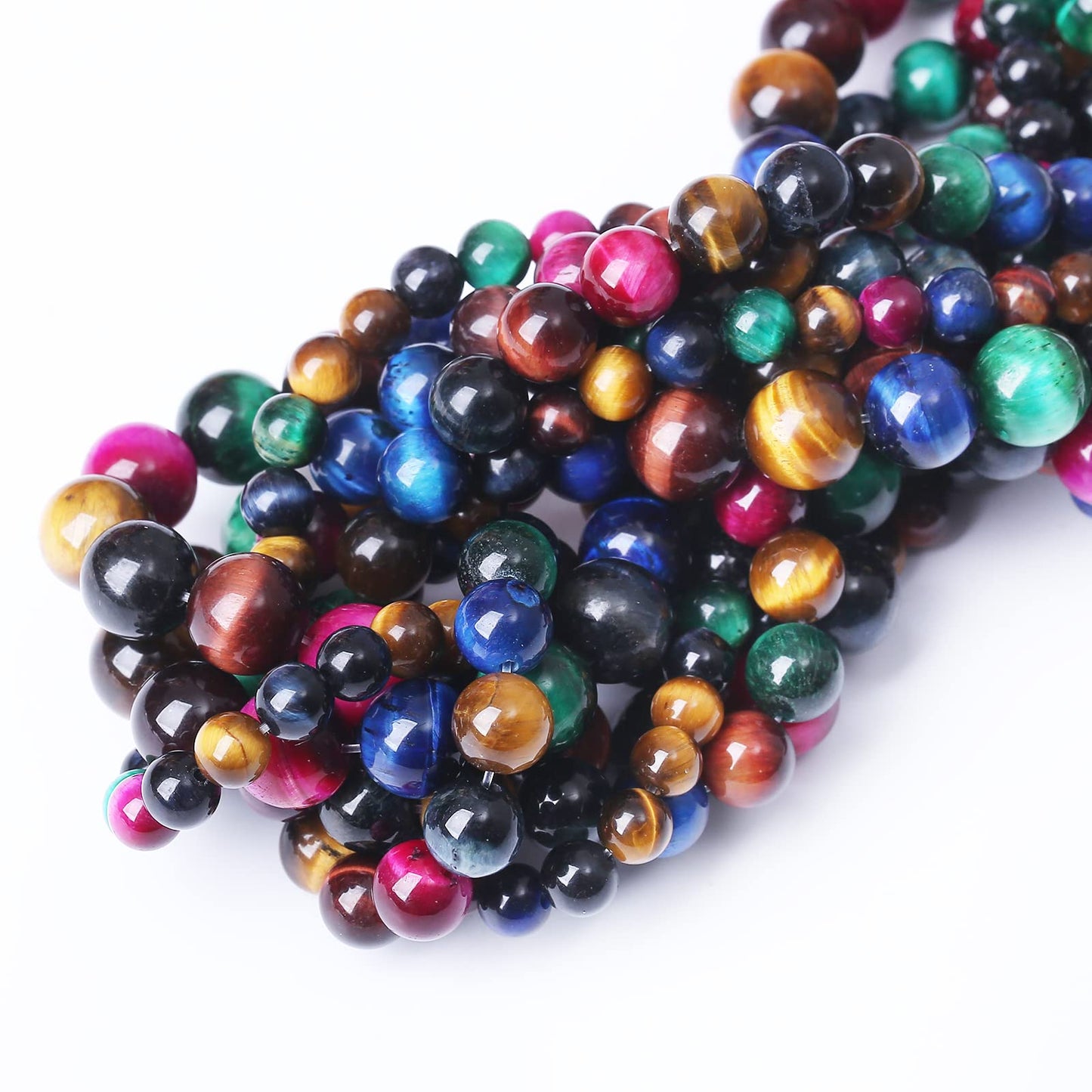 36PCS 10MM AAA Colorful Tiger Eye Stone Beads Natural Gemstone Bead Crystal Healing Energy Jewelry Making DIY 15 inches