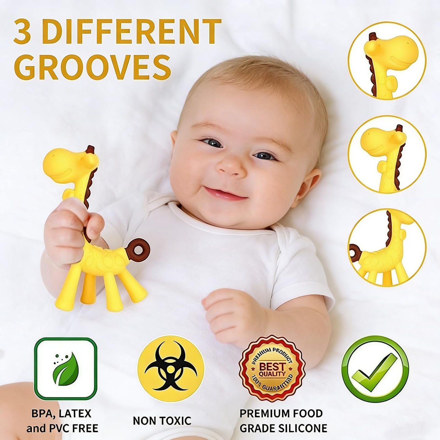 HAILI XMGQ Baby Teething Toys 3-6 Months, Baby Chew Teether Freezer BPA Free, Babies Teething Relief for Infants, Banana Toothbrush, Fruit Shape Giraffe Newborn Teether Gift for Baby Boy and Girl