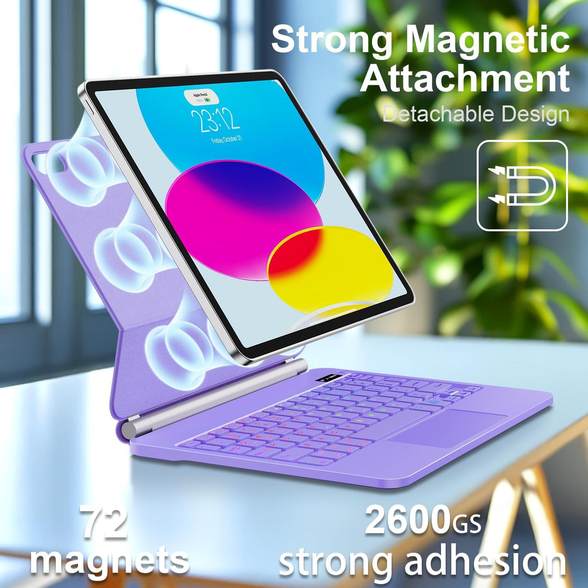 for iPad 11th (A16) & 10th Generation Case with Keyboard – Magic-Style Magnetic – Floating Cantilever Stand - Multi-Touch Trackpad Keyboard Case for iPad 11 inch 2025&10th Gen 10.9 inch (Light Purple)