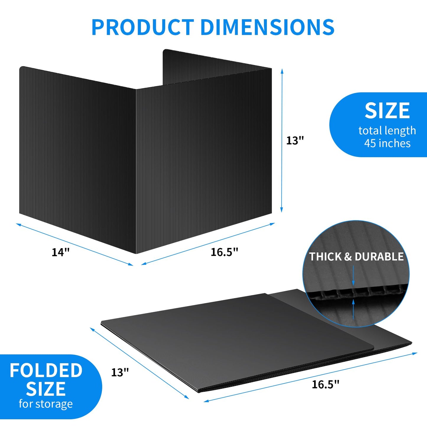 24 Pack Black Desk Dividers for Students, Privacy Shields Folder for Students, Durable & Waterproof Plastic Study Board, Classroom Teacher Supplies Test Divider, Includes 10pcs Extra Labels