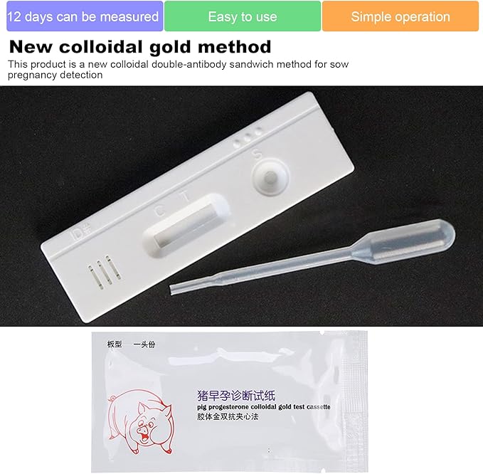 Pig Pregnancy Test Strip, Pack of 10 Disposable Pig Pregnancy Test Strip Early Pregnant Detection Testing Tool Veterinary Equipment Livestock Supply for Pig Early Pregnancy Testing