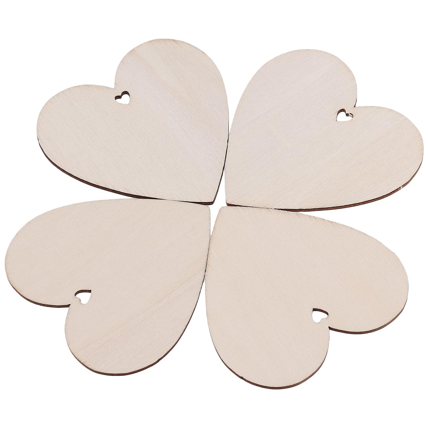 HEIHAK 180 Pieces 3 Inch Wooden Heart Slices, Unfinished Predrilled DIY Wooden Slices Embellishments with Jute Rope, Wood Hearts for Crafts for Valentine's Day, Wedding, Thanksgiving