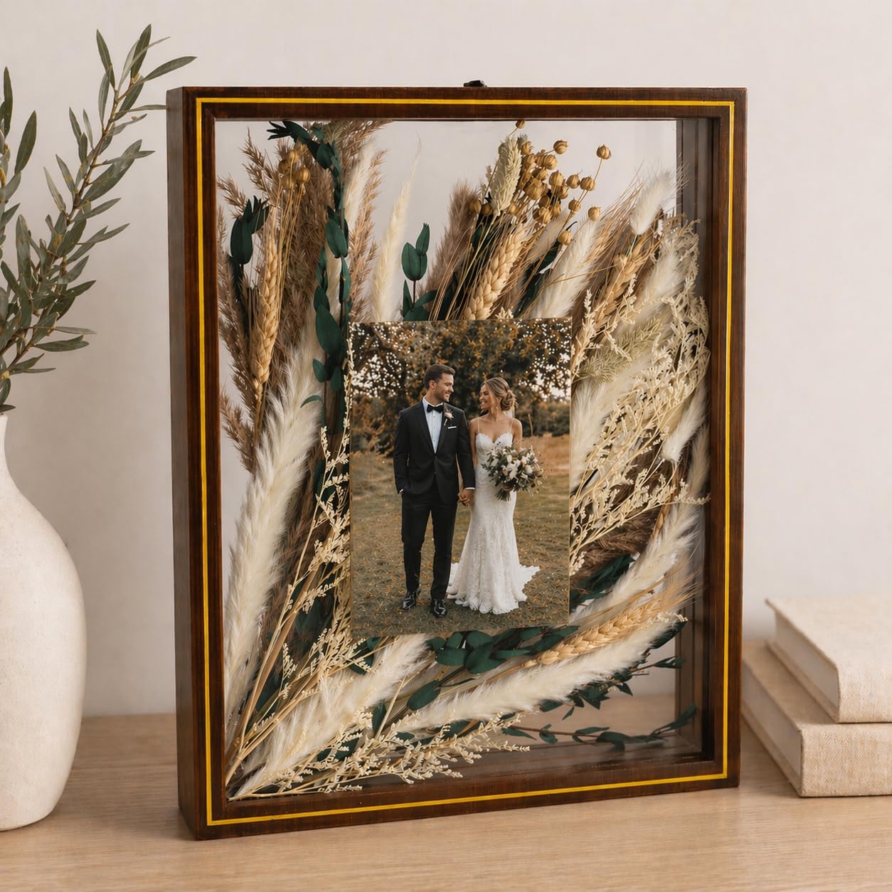 Pressed Flower Frame – Durable Dual Panel Design Glass Frame for Pressed Flowers – 11x14 Extra Large Easy-to-Use Gift Dried Flower Arrangements – Portrait or Landscape Floating Frames for Versatile Decor
