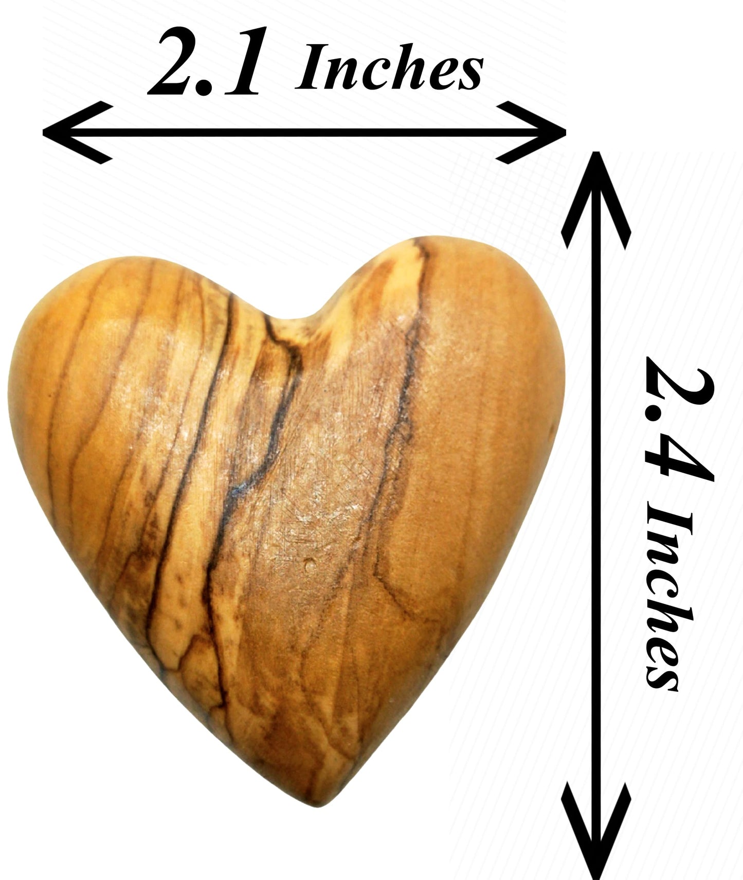 Zuluf Set of 2 Large Olive Wood Hearts 2.4" Hand Carved Wooden Heart Paperweights Rustic Table Centerpieces Wedding Decorations Valentine Gifts Home Décor Keepsakes Made in Bethlehem w/Certificate