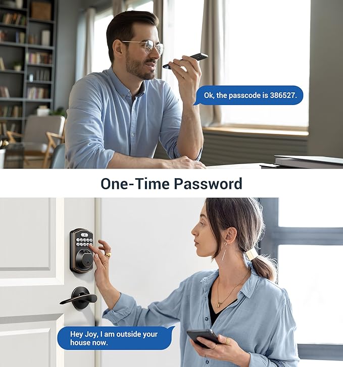 Veise Fingerprint Door Lock with 2 Lever Handles - Keyless Entry Door Lock, Electronic Keypad Deadbolt, Digital Smart Code & Front Handle Sets, Auto-Locking, Easy Installation, Oil Rubbed Bronze