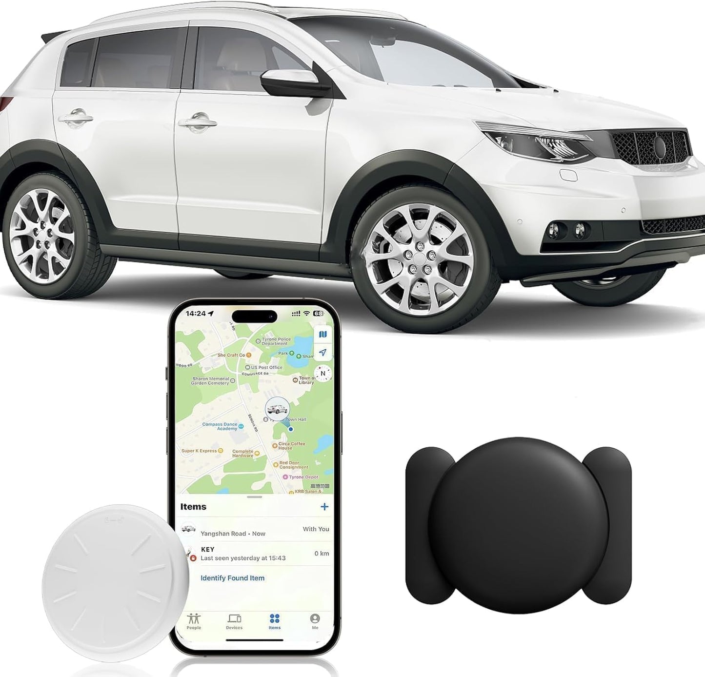 ZITTZ Tracker Device for Vehicles,GPS Car Tracker,No Monthly Fee Car Locator Tracker Work with Apple Find My(iOS Only),Mini Hidden Car Tracker with Magnetic Case - (Black,1PCS)