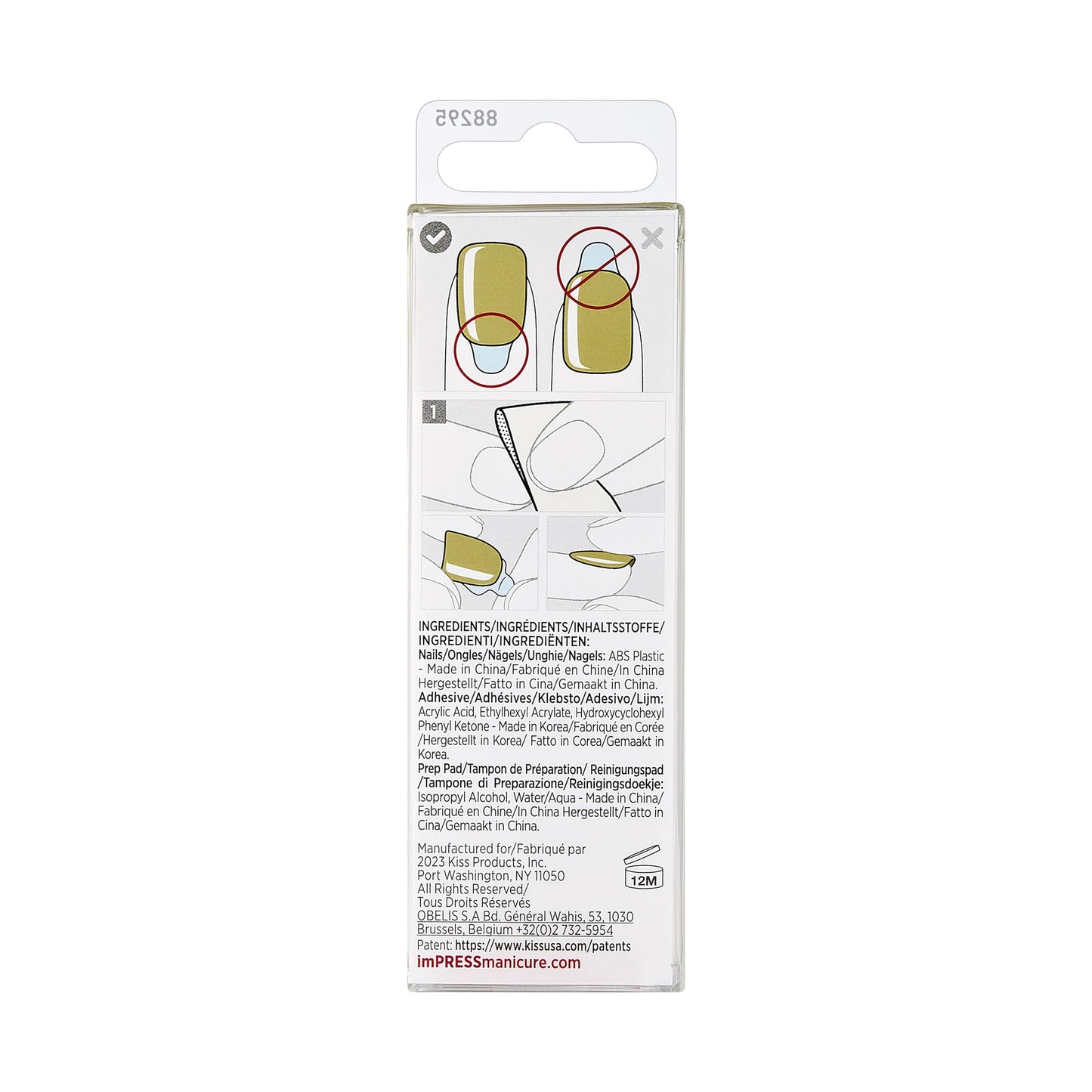 KISS Impress Color No Glue Mani 30 Pcs Press on Nails, Olive Green, Short Size, Squoval Shape, Simple Peel & Press Easy Apply, Hassle-Free Removal, Essential Tools Included