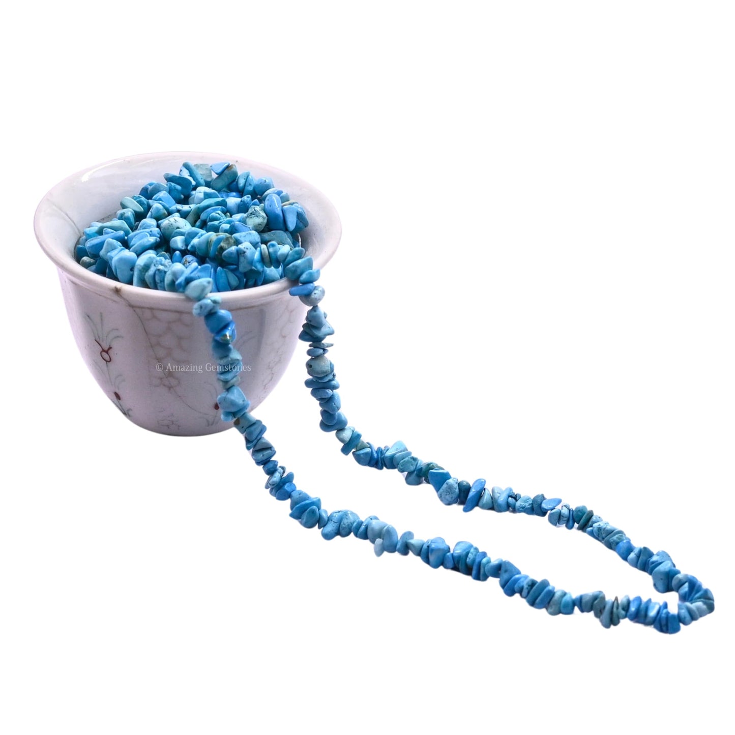 Amazing Gemstone Turquoise Pre Drilled Crystal Crushed Chips Beads for Bracelets Making, DIY Handmade Natural Healing Crystals (25 Inch Strand)