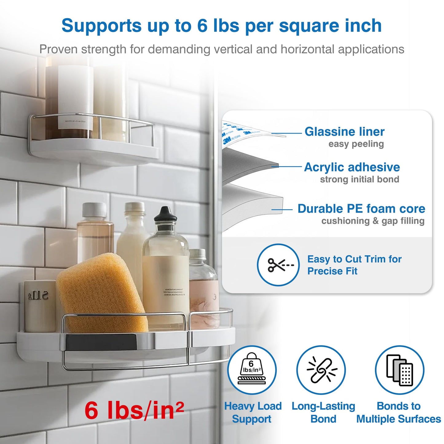 Double-Sided Removable Tape – 1" x 16.5 FT Heavy Duty PE Foam Mounting Tape with Adhesion Promoters – Wall-Safe Waterproof Damage-Free for Posters, Picture Hanging & Painted Walls