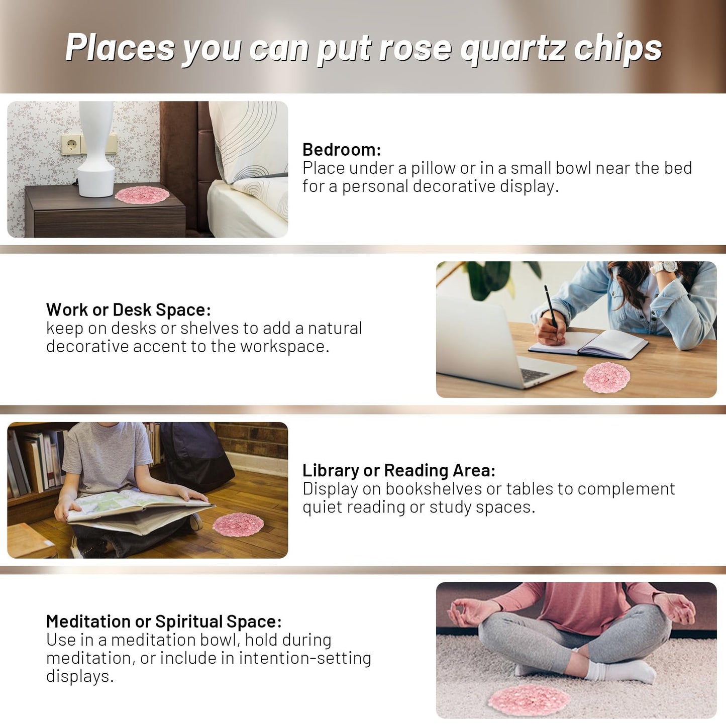 1.1lb Natural Crushed Rose Quartz Crystal Tumbled Chips-Healing Crystals Chips Bulk, Crushed Crystal Gemstones for Crafts, Beautiful Package for Gift (Rose Quartz)