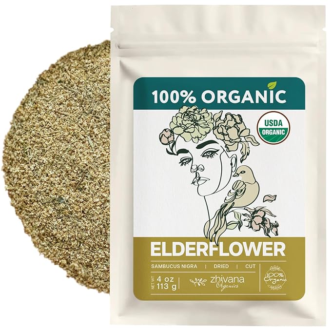 Elderflower Tea Organic (4oz.) - Elder Flowers Dried Herb for Respiratory Health - Loose Leaf Medicinal Tea