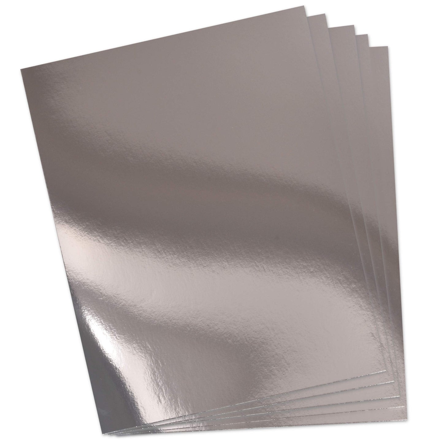Gift Boutique 60 Pcs Metallic Silver Cardstock Paper, Foil Board Sheets, Mirror Finish Surface for Crafting Invitations & Decor, 8.5" x 11", 250gsm
