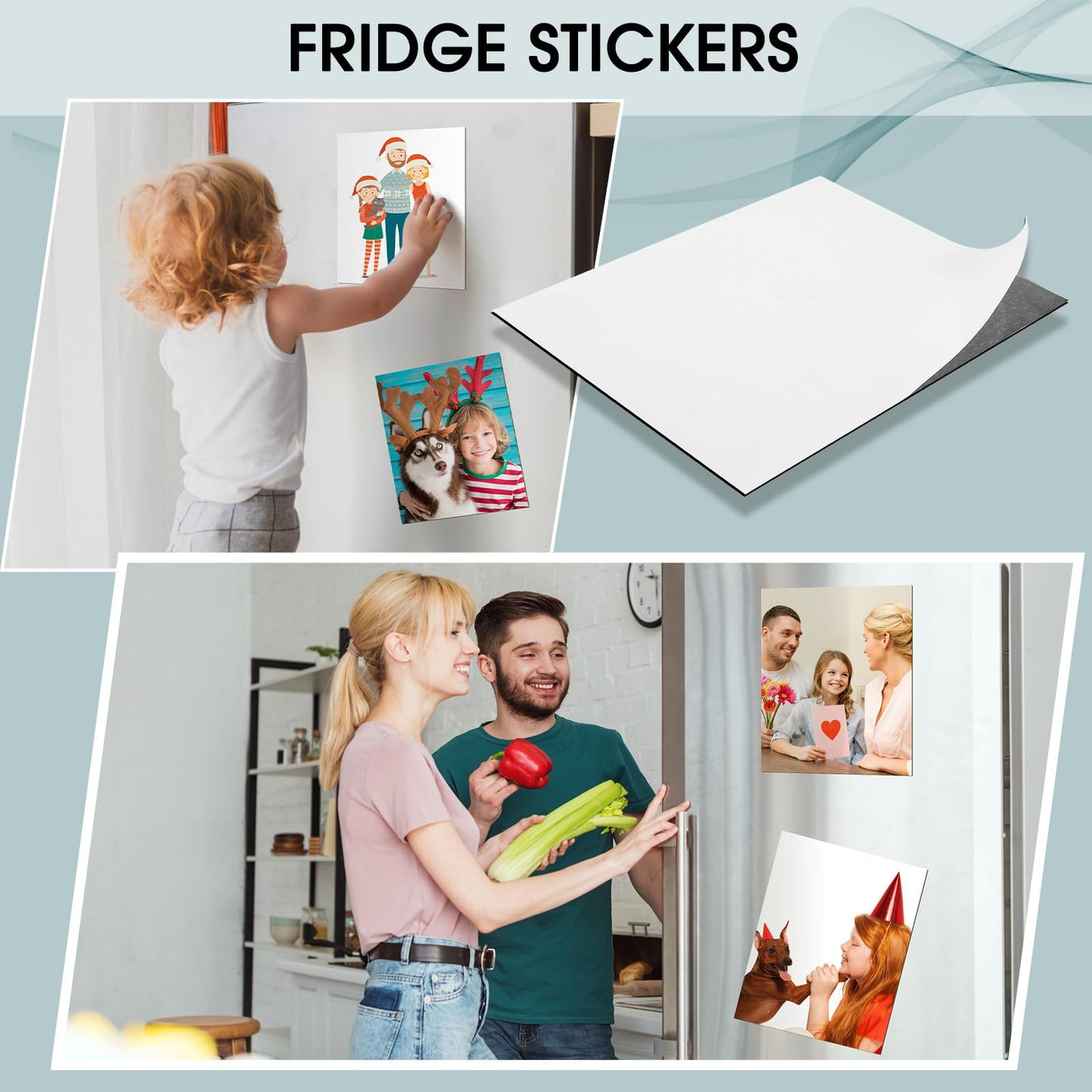 Xuhal 100 Pcs Magnetic Adhesive Sheets 4 x 6 Inch Flexible Magnetic Sheets with Adhesive Backing Self Paper Easy to Cut for Craft Photo Home Fridge Office Black