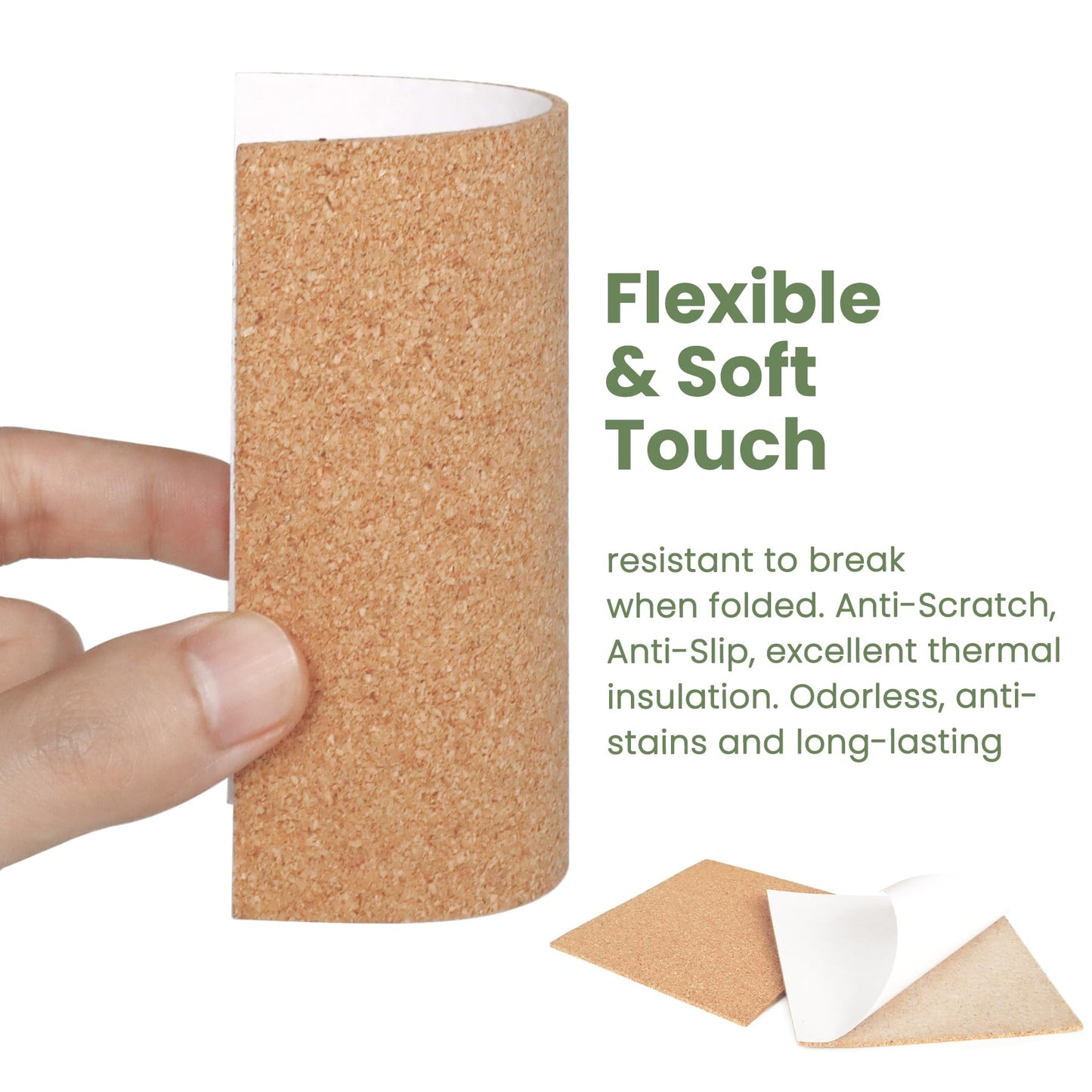 GravGrow 72 Pcs 2mm Thick Self-Adhesive Cork Sheets Cork Coasters, 4 x 4 Inch Square Cork Board Cork Tiles, Backing Cork Mats with Strong Adhesive-Backed for DIY Coasters, Brown, UN004-3