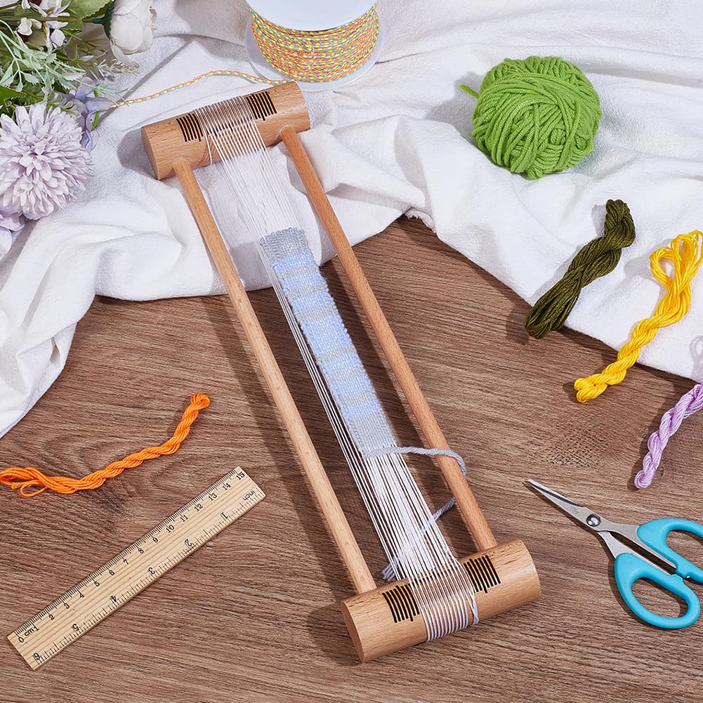 BENECREAT Wooden Weaving Tool, Tan Wood Embroidery Floss Bobbin Rectangle Weaving Tool for Loom Weaving Supplies Tablet Weaving Loom Weaving Supplies