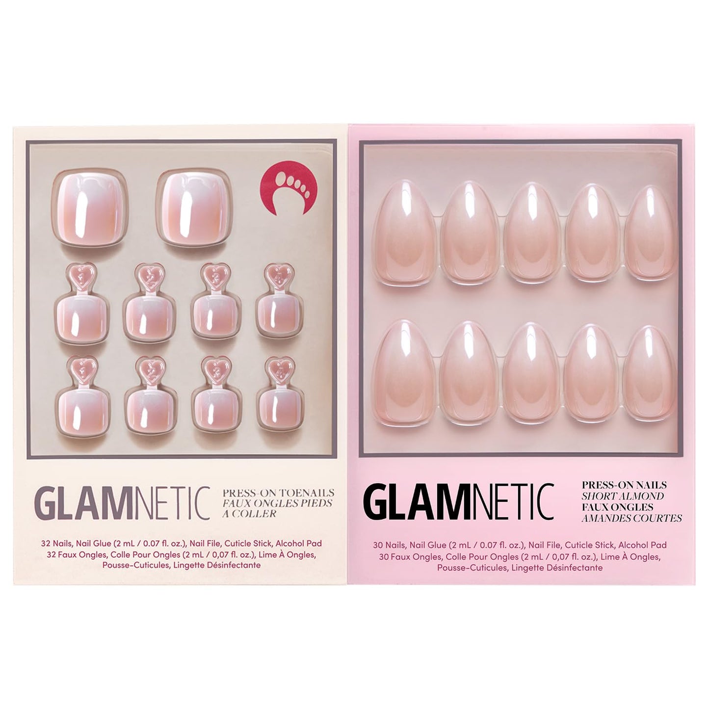 Glamnetic Press-On Nails Bundle - Azure Blue & Hailey | Bright Blue Short Round Fake Nails | Glazed Short Almond False Nails | Reusable, Salon-Quality Nail Kits