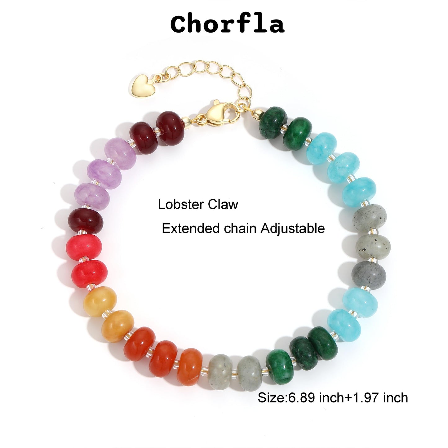 chorfla Colorful Natural Stone Beaded Bracelets for Women, Boho Handmade Gemstone Bracelet, Stackable Summer Beach Jewelry