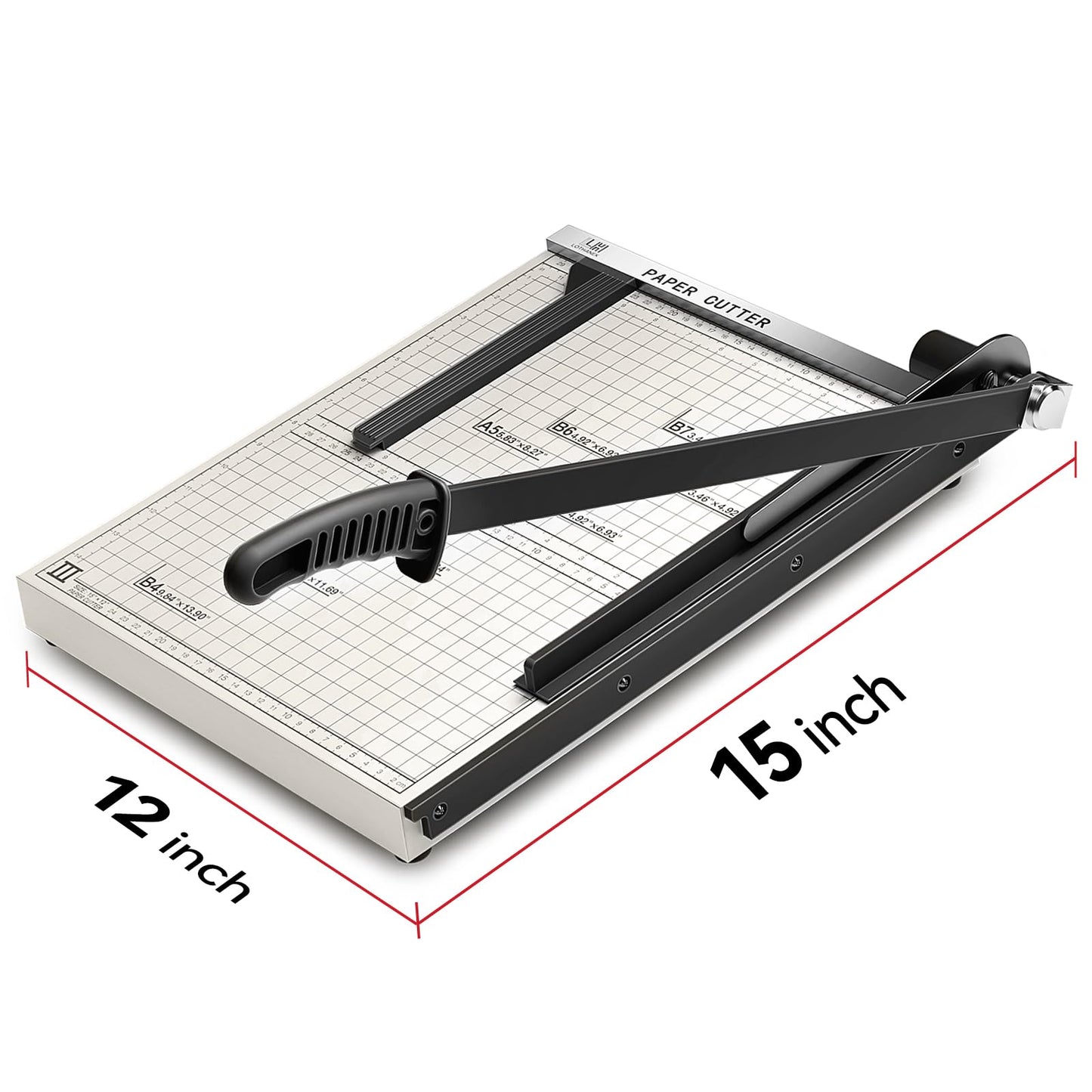 15 inch Guillotine Paper Cutter, LOTHANEK Heavy Duty Metal Base Cutting Machine B4 Paper Trimmer with Guide Ruler, Cutting 15 Sheets for Commercial Home Office