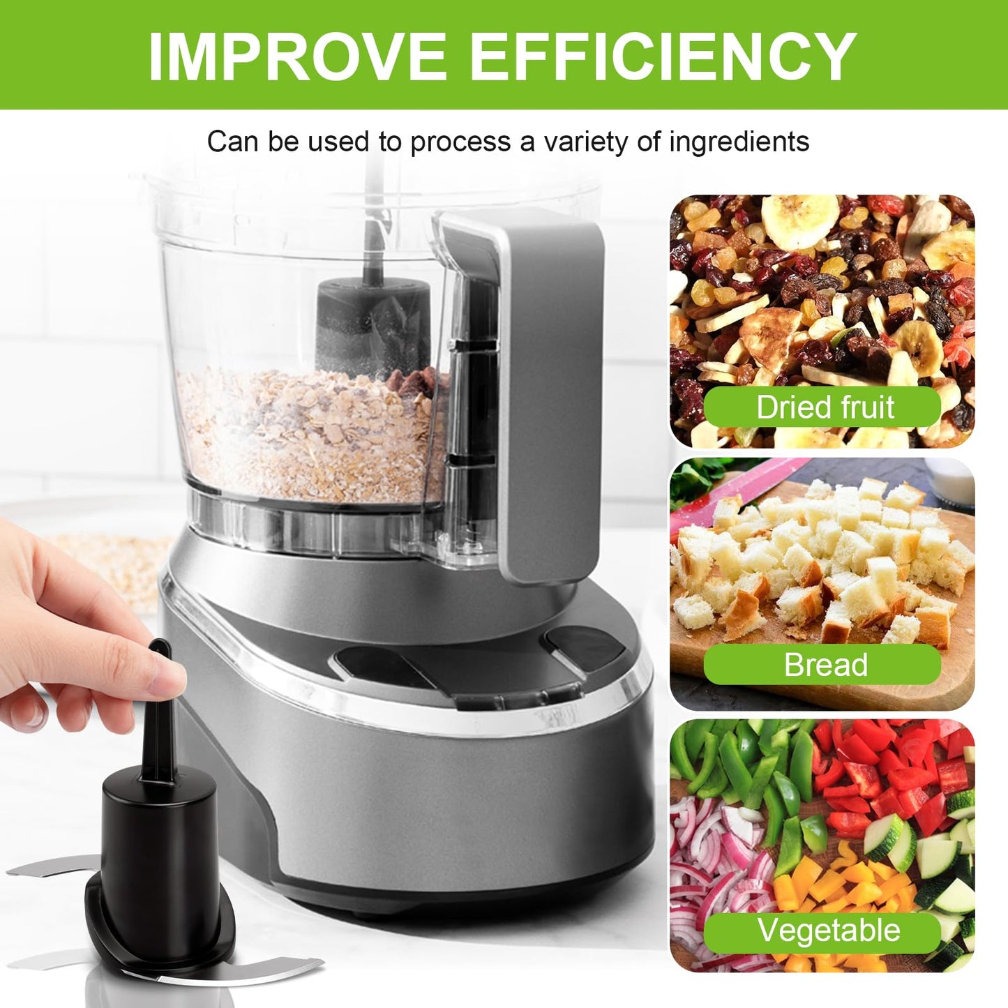 DLC-2ACBN Chopping Blade Fits Cuisinart Mini Prep Plus DLC-2A, Food Processor Blade Compatible with Cuisinart Food Processor Replacement Parts (Black)