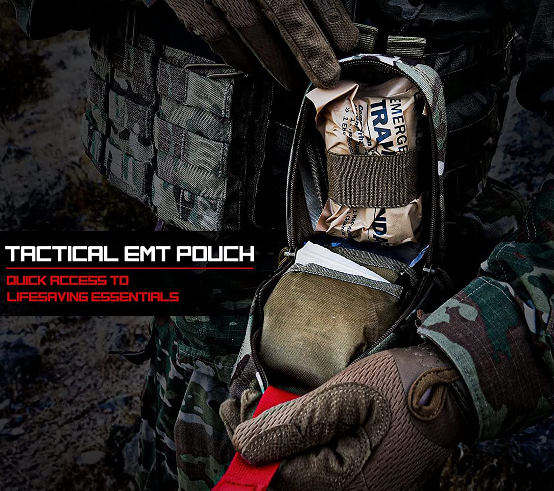 Med Kit Trauma Kit Bleeding Contral Pack, Emergency Survival First Aid Kits EMT IFAK Medical Pack for Severe Bleeding Control Military Camping and Hiking (Tan)