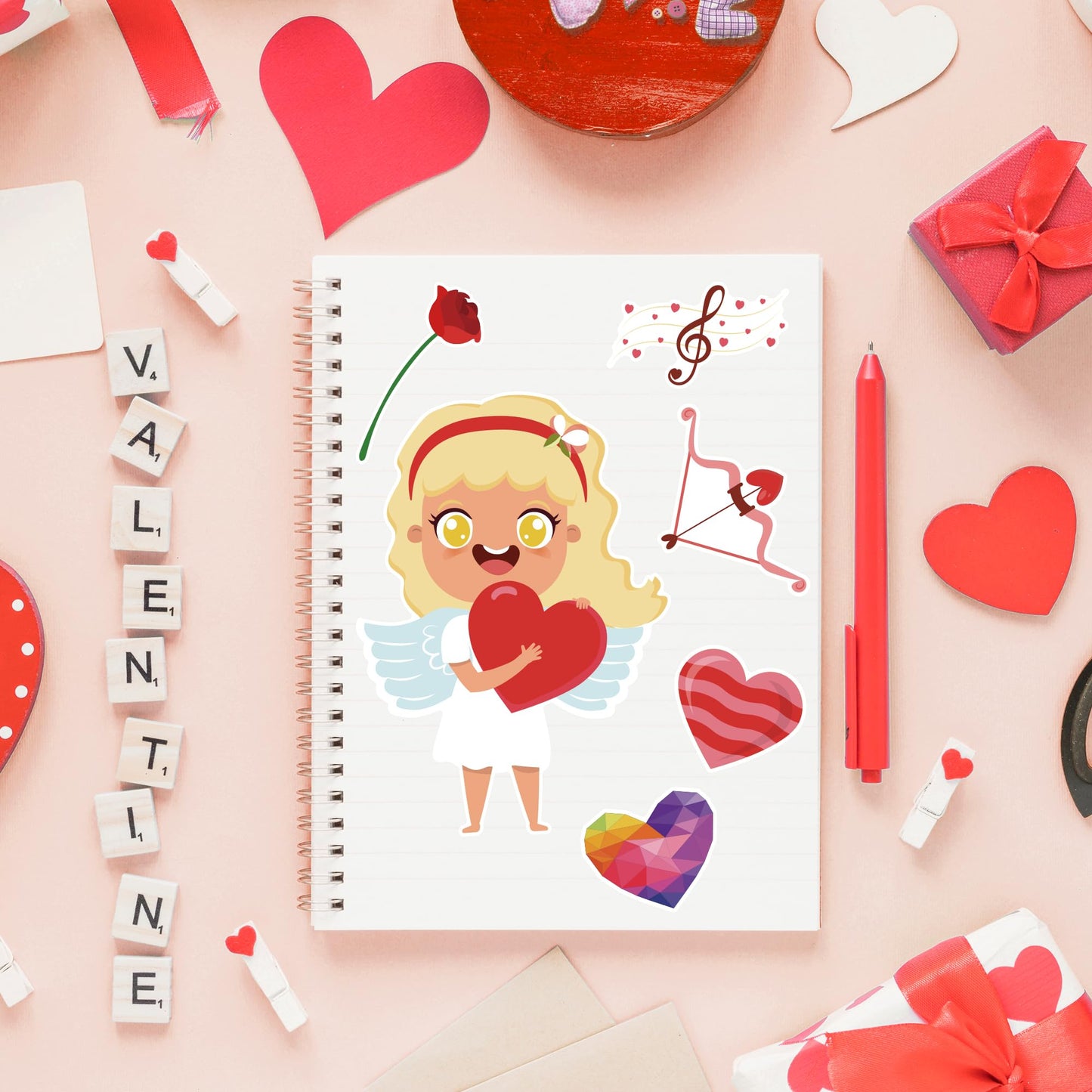 Valentines Party Supplies with DIY Stickers