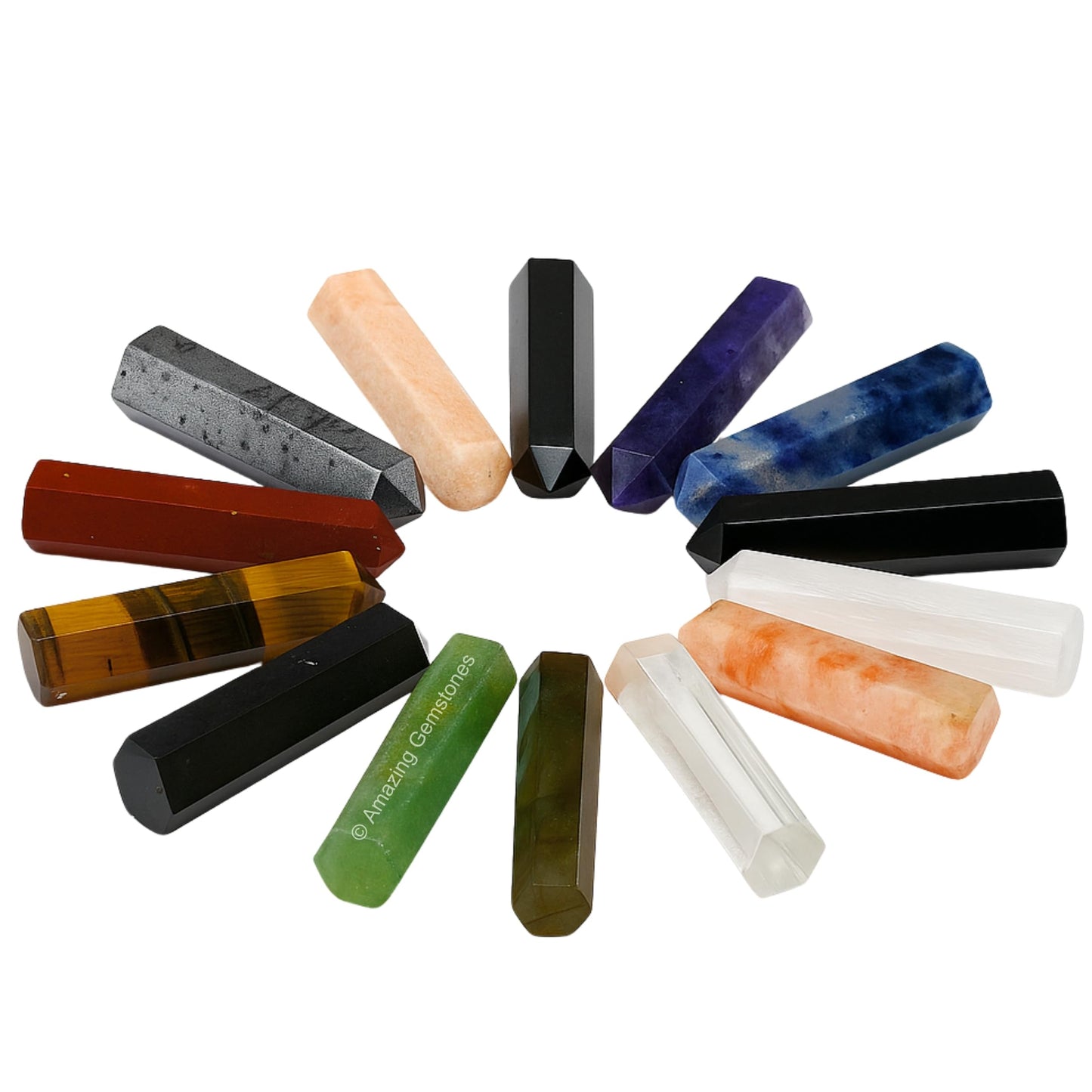 Amazing Gemstone Crystal Points Mix 14 Pcs Healing Crystals and Stones - Hexagonal Healing Point Bulk Crystals for Crafts - Premium Gemstones and Crystals