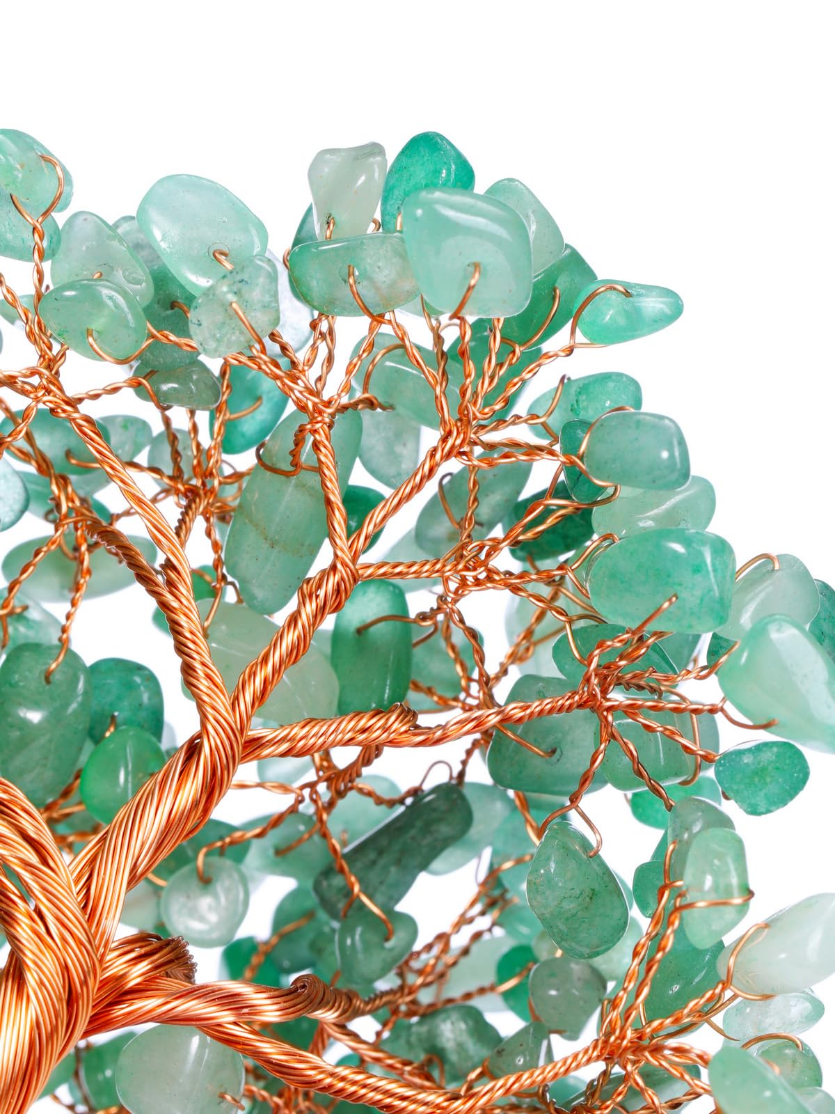Jovivi Natural Green Aventurine Healing Crystal Money Tree on Amethyst Cluster Geode Druzy Base Feng Shui Crystals for Home Office Desk Decorations, Wealth, Good Luck