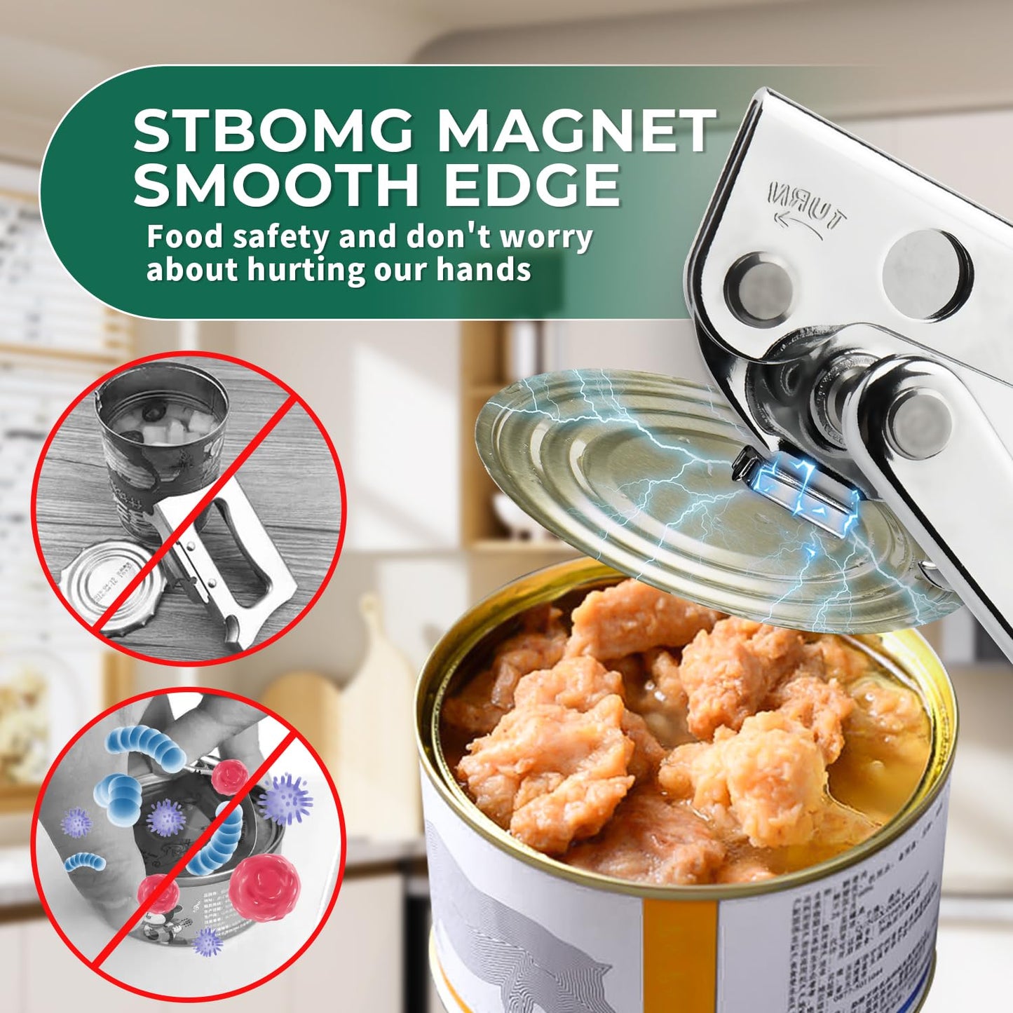 Roryimke Commercial Can Opener Manual Heavy Duty Stainless Steel Handheld Smooth Edge Can Opener for Seniors for Kitchen