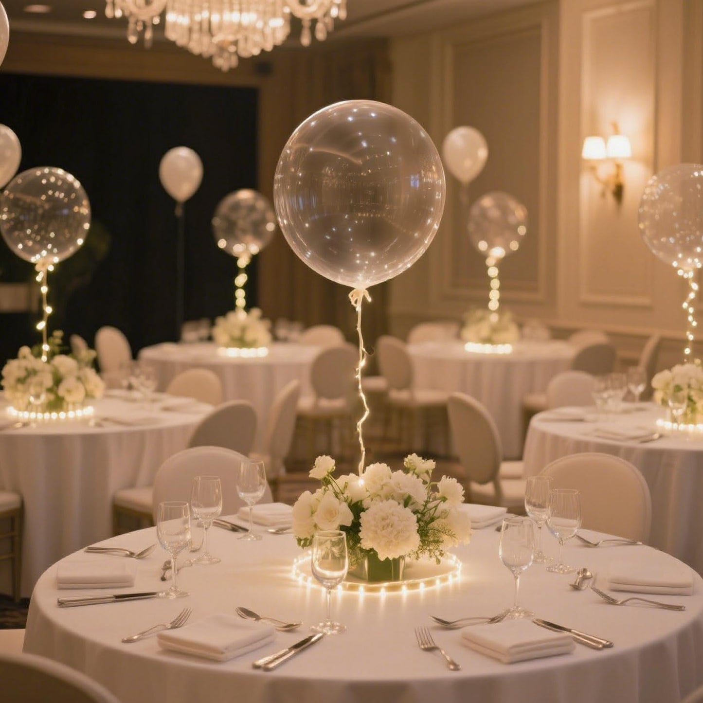 Lightsfever 8pc LED Light up Party Balloons with Batteries, Warm White Lights with Clear Bobo Balloons for Helium or Air, Home Decor Wedding Birthday