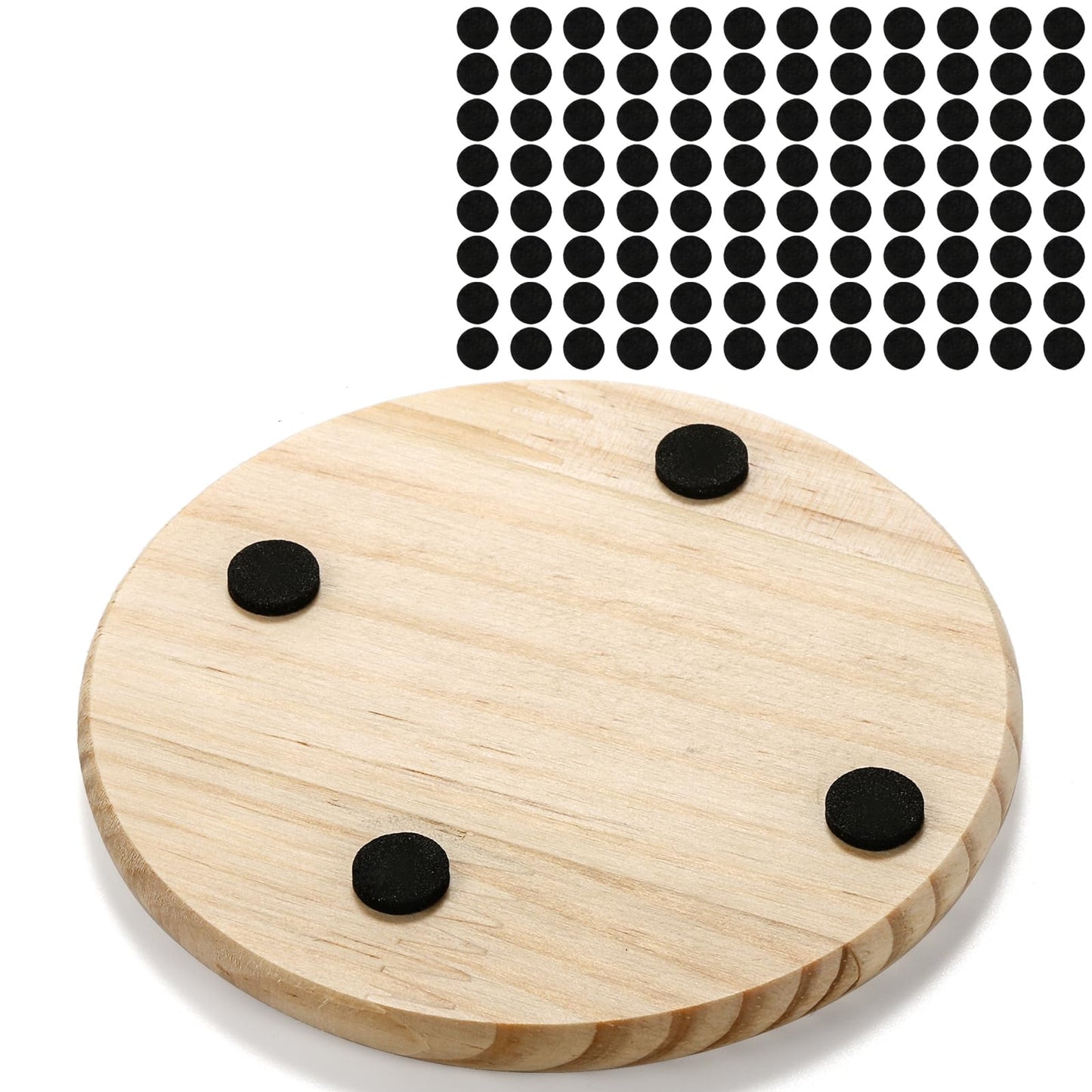 Dicunoy 24 PCS Unfinished Wood Coasters, 4 Inch Round Blank Wood Coaster for Crafts with 96 PCS Foam Knots for DIY Mosaic, Laser Cutting Engraving, Painted, Pyrography, Arts