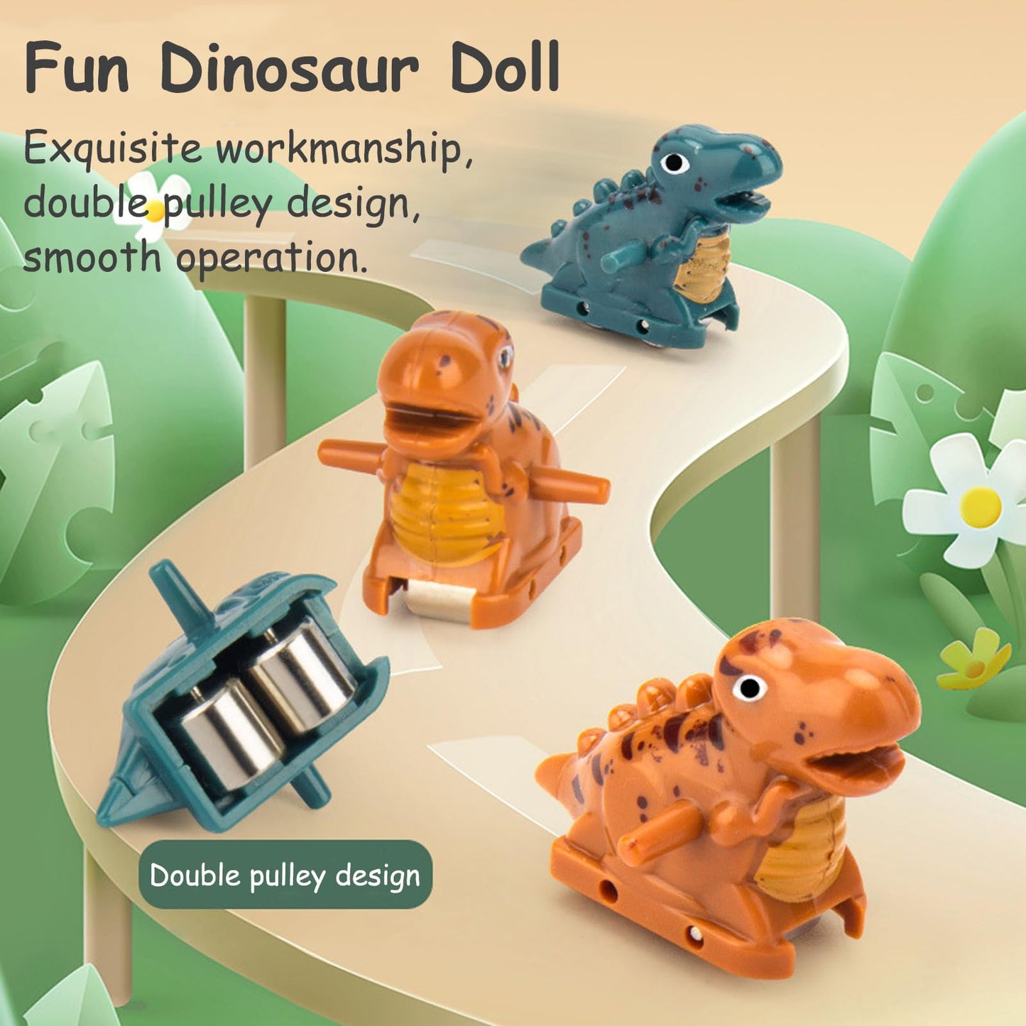 Dinosaur Chasing Race Track, Dinosaur Climbing Slide Stair Toy, Electric Dino Roller Coaster with Light and Music Electric Race Track Game Set Fun Track Slide