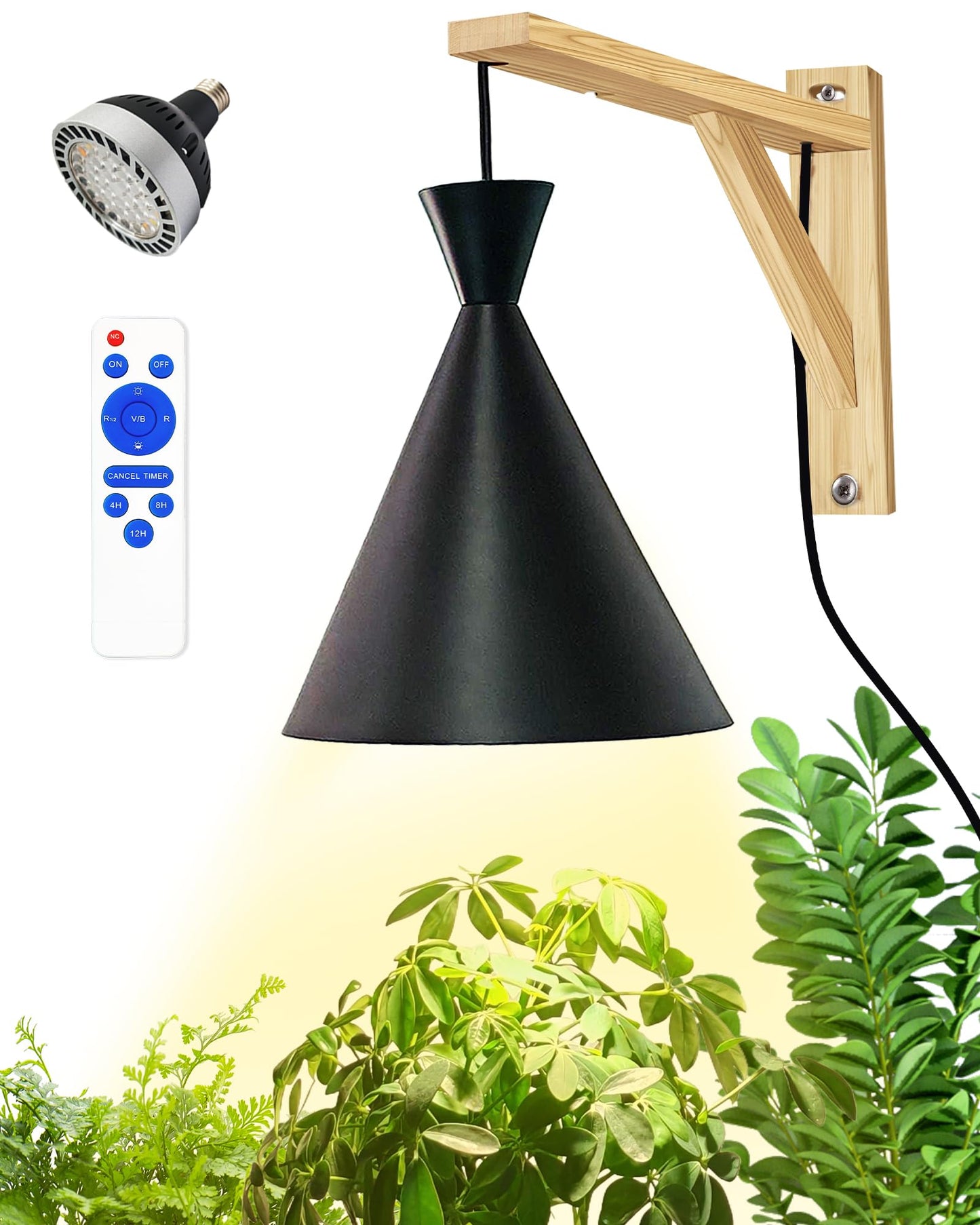 Arikashi Hanging Grow Light, LED Growing Light Full Spectrum for Indoor Plants，4/8/12H Timer, Height Adjustable Grow Lamp for Large Plants