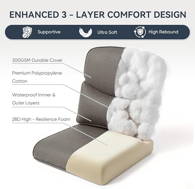 Patio Chair Cushions 4 Packs - Outside High Back Thick Water-Resistant Cushion 22x24 with Zipper Cover for Outdoor Glider Rocking Chairs Loveseat Couch – Grey/Crescent