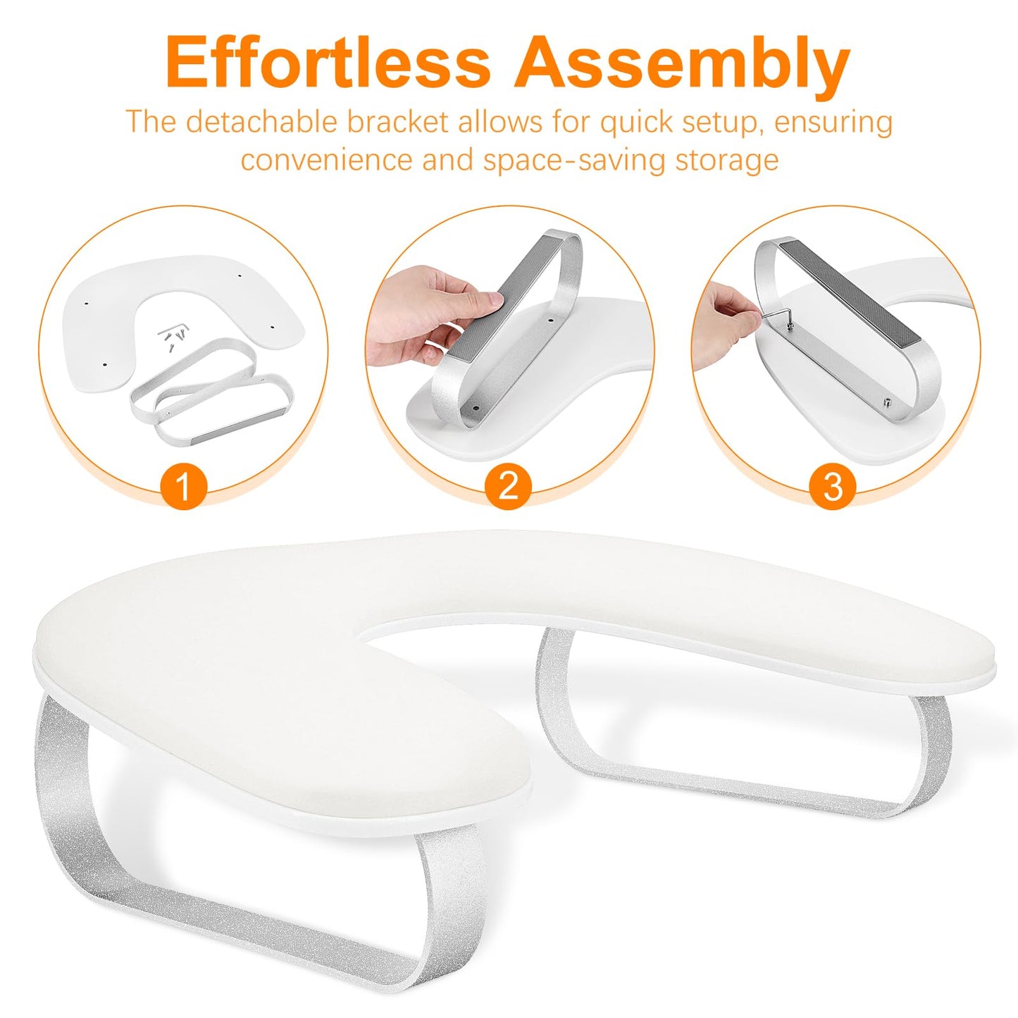Arm Rest for Nails Tech 10° Inclined, U-Shaped Nail Hand Rest Manicure Arm Rest Stand with Silver Aluminum Alloy Holder Non-slip
