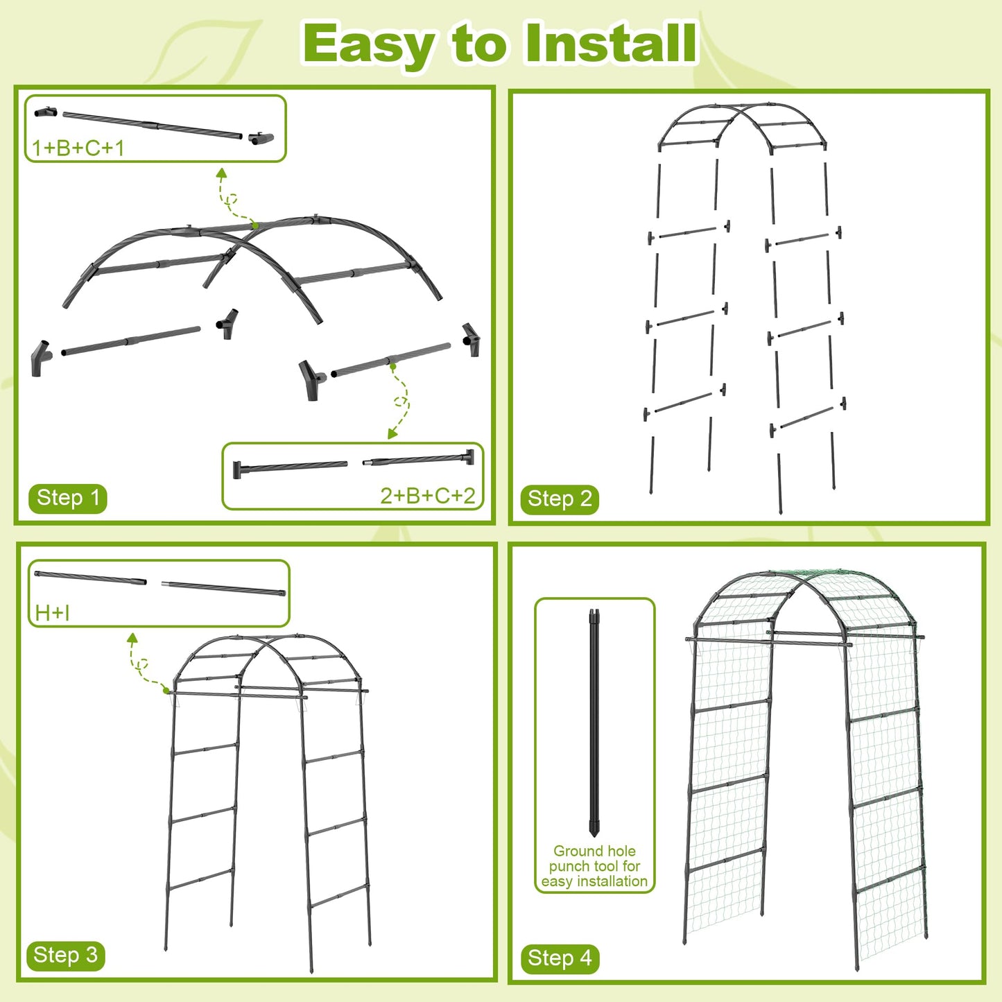 Miory Garden Arch Trellis for Climbing Plants Outdoor, 7ft Tall Plants Support Trellis for Climbing Vine Tomato Vegetable Flower Fruit, Cucumber Trellis for Raised Bed (32 x 83 Inch)