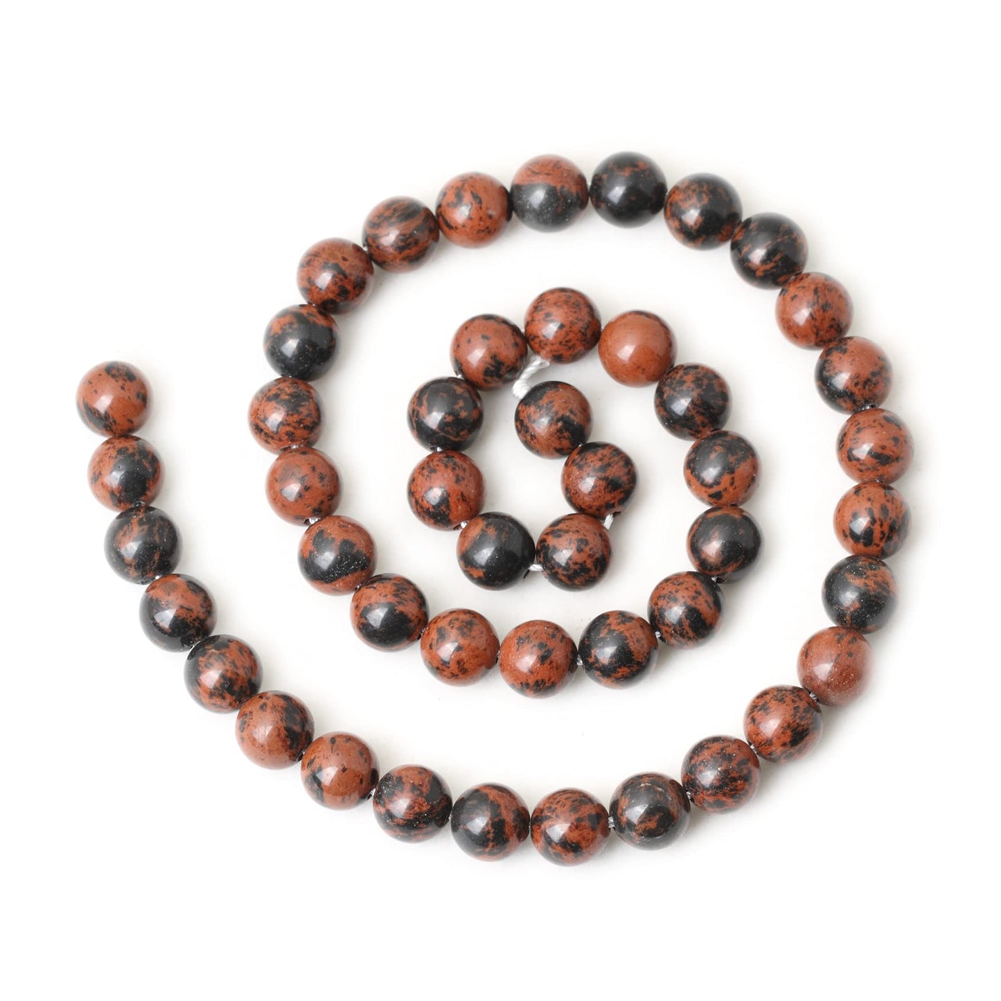 CHEAVIAN 45PCS 8mm Natural Mahogany Obsidian Stone Round Loose Beads for Jewelry Making 1 Strand 15"