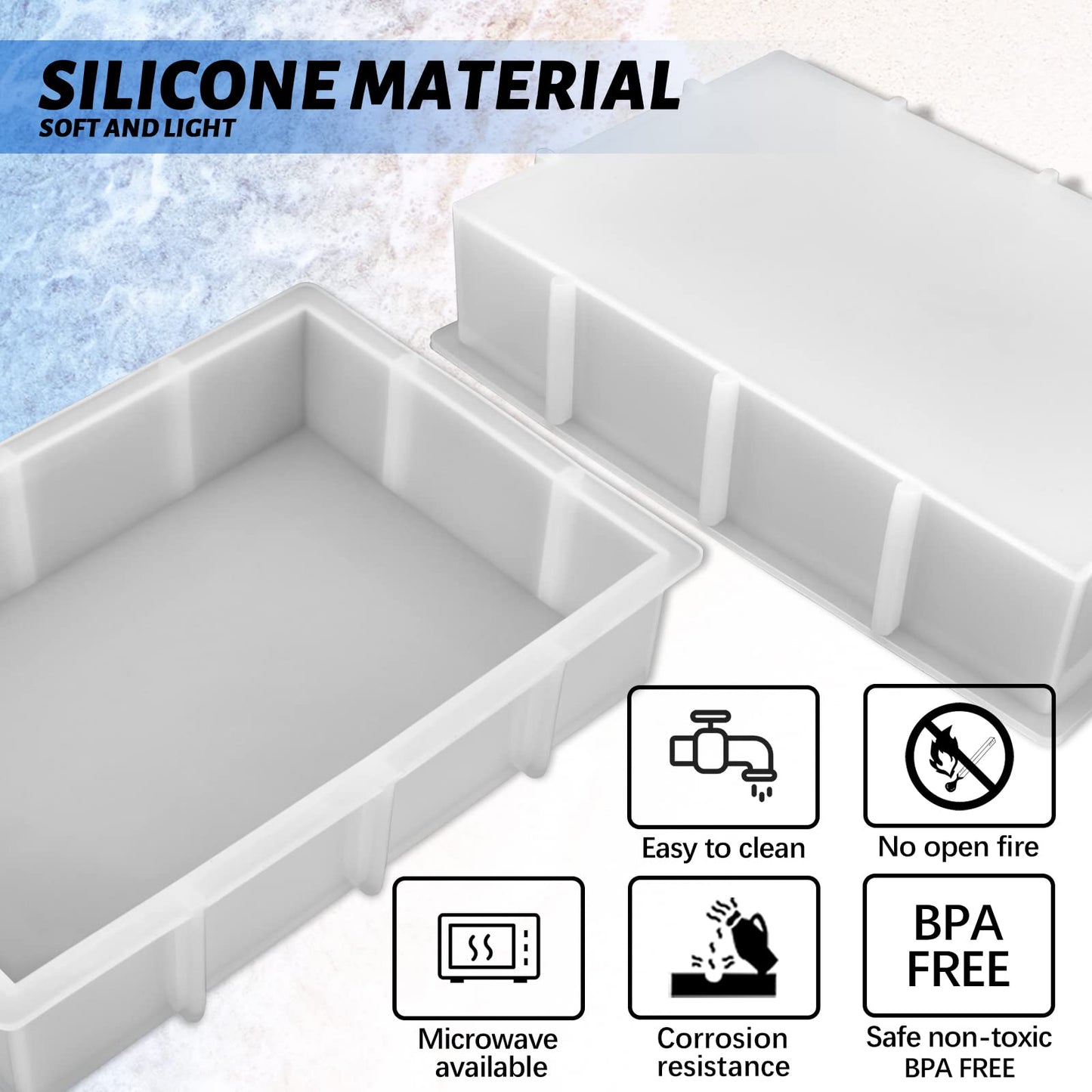 Sakolla 9″ Rectangular Silicone Molds for Epoxy Resin, Crystal Deep Casting Epoxy Mold for Flowers Preservation, DIY Artwork, Office Home Decoration