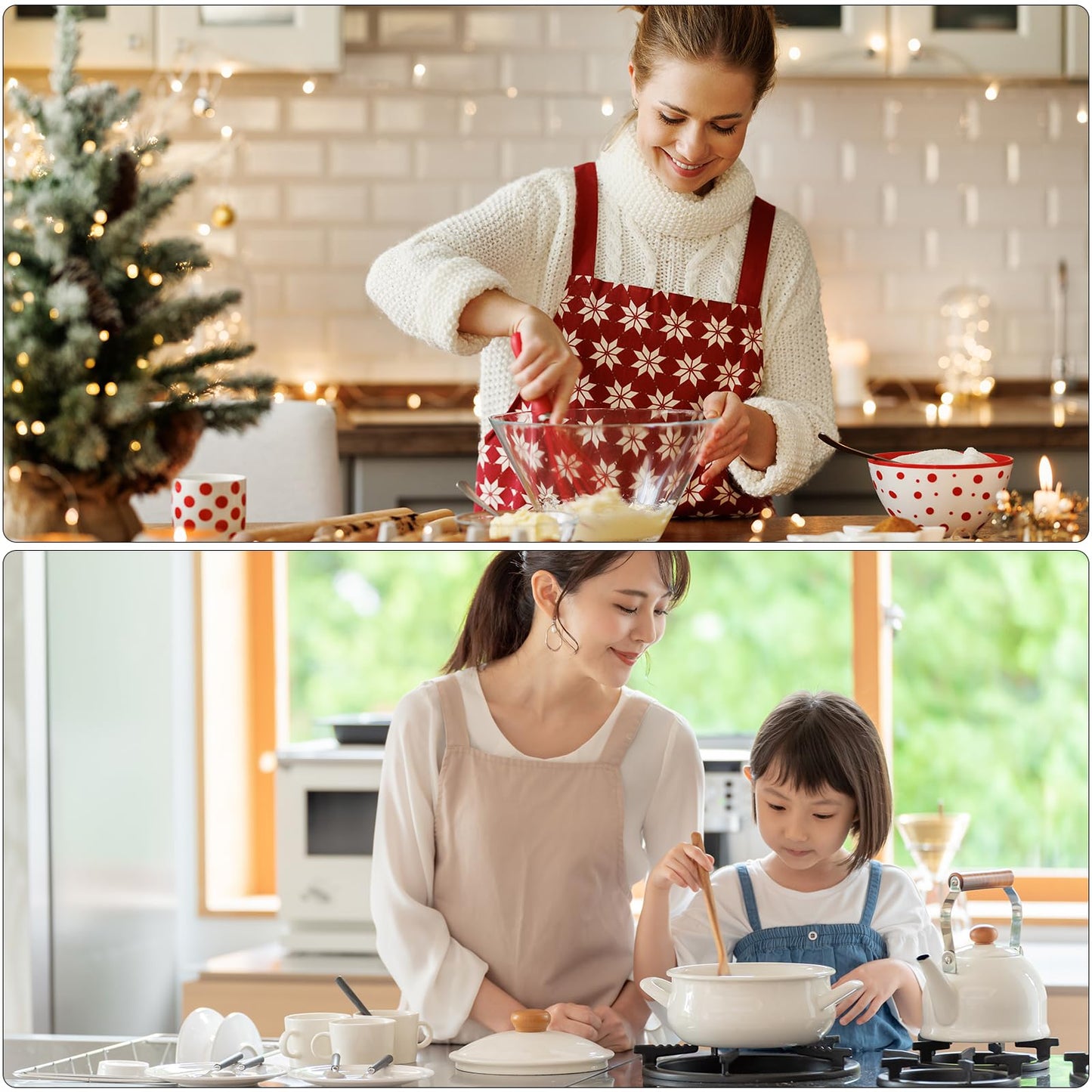 HARFINGTON 2pcs H Style Apron Kitchen Cooking Aprons Artist Painting Apron with 2 Pockets for Home Kitchen Restaurant Craft Garden Cooking, Black