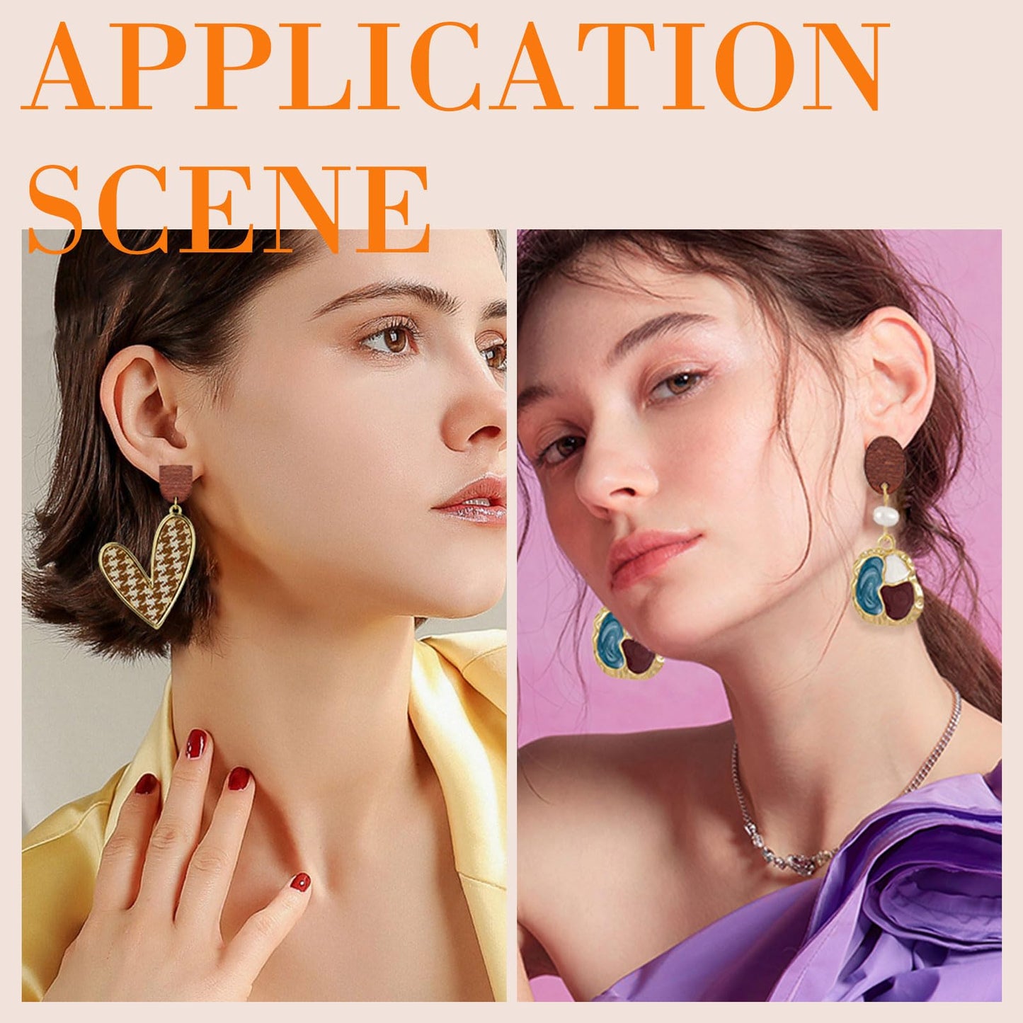 60pcs Wooden Earring Studs for Jewelry Making,Wooden Stud Earrings Wood Earring Posts with 100pcs Earrings Backs for DIY Making Supplies(3 Shapes)