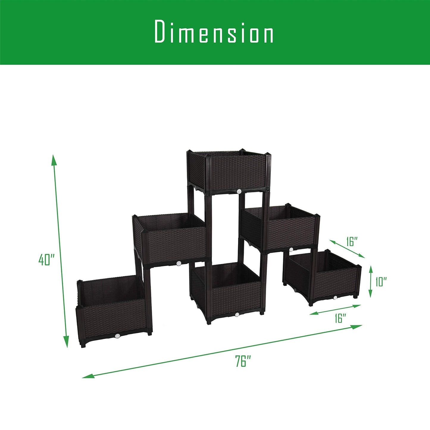 D'vine Dev Planter Raised Beds - Elevated Garden Box with Drainage Plug Raised Garden Beds for Vegetable/Flower/Herb Outdoor Standing Beds Gardening Kit, RGB-6