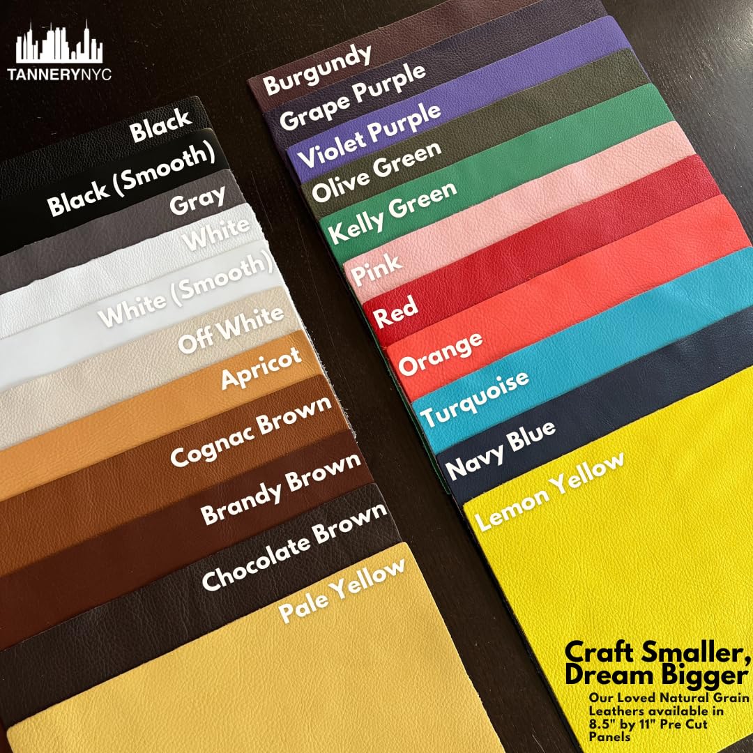 Natural Grain Cow Leather: 8.5'' x 11'' Pre Cut Leather Pieces (Cognac, 1 Piece)
