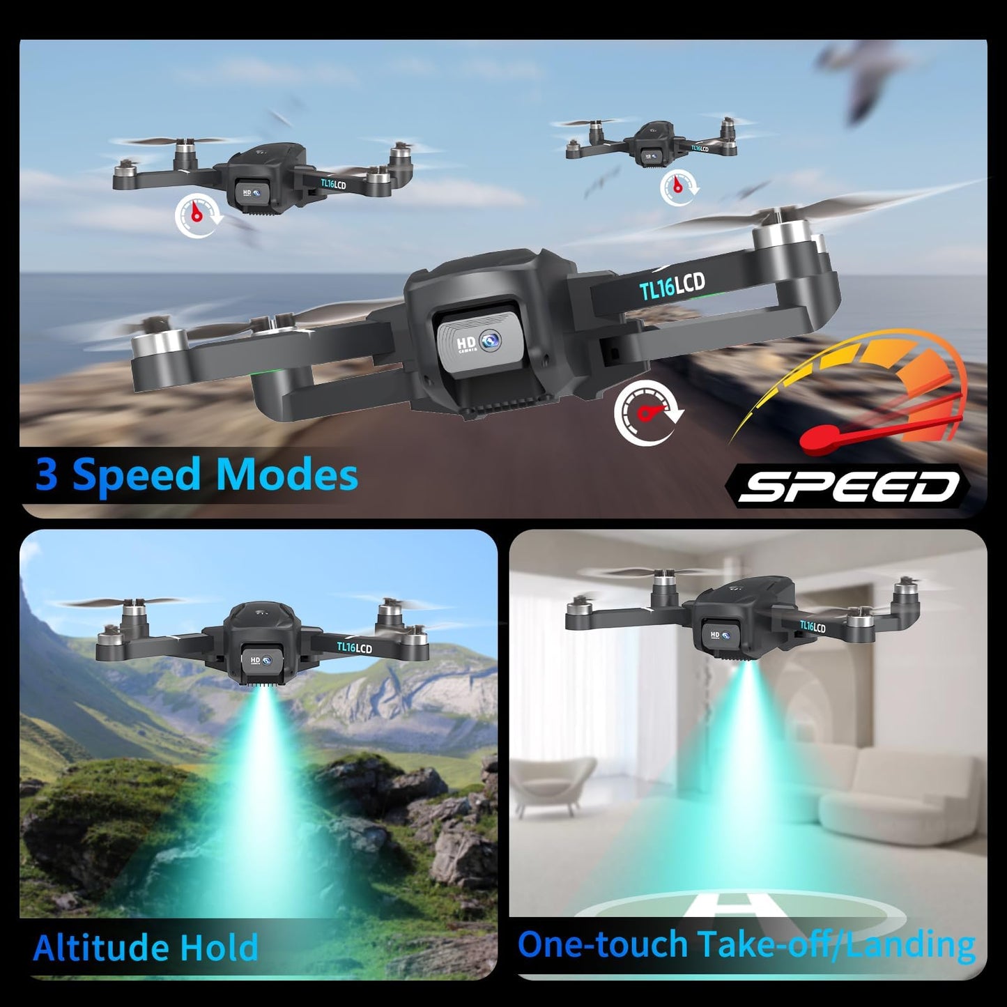Tolatoyus Drones with Camera for Adults 4K, GPS Drone with 4.5” LCD Screen Controller Follow Me Auto Return 5G Long Range Transmission Foldable FPV Drone for Beginners Under 249g